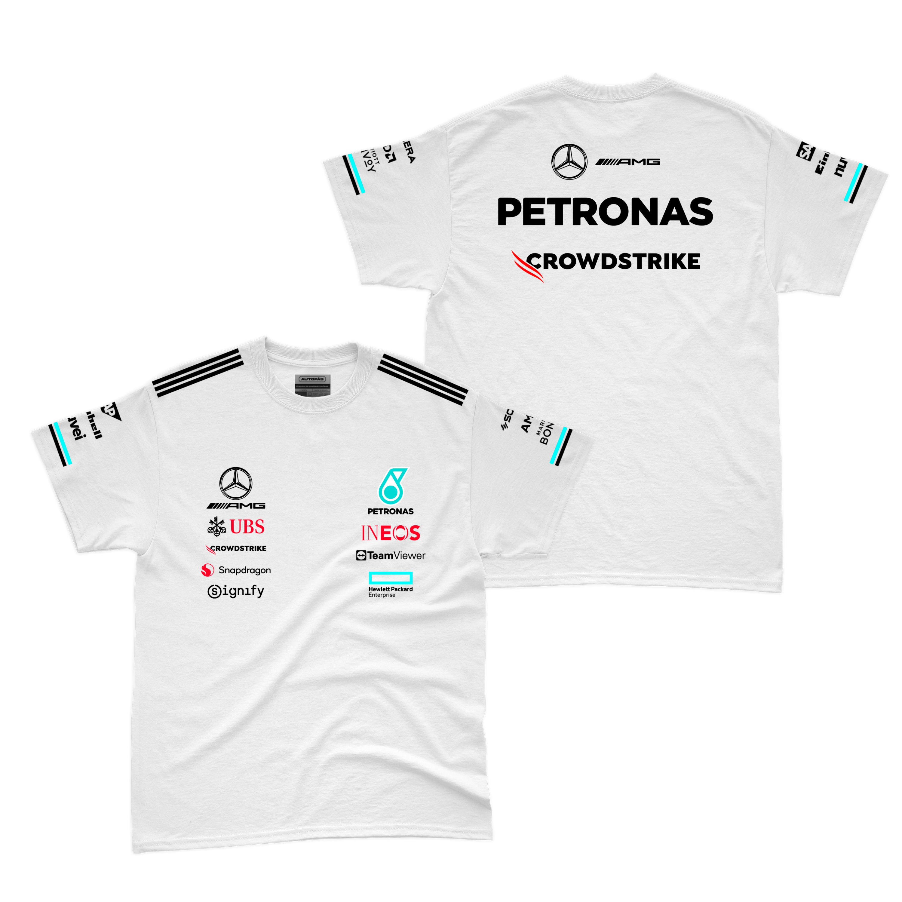 Camiseta Algodão Mercedes Equipe Branco 2025