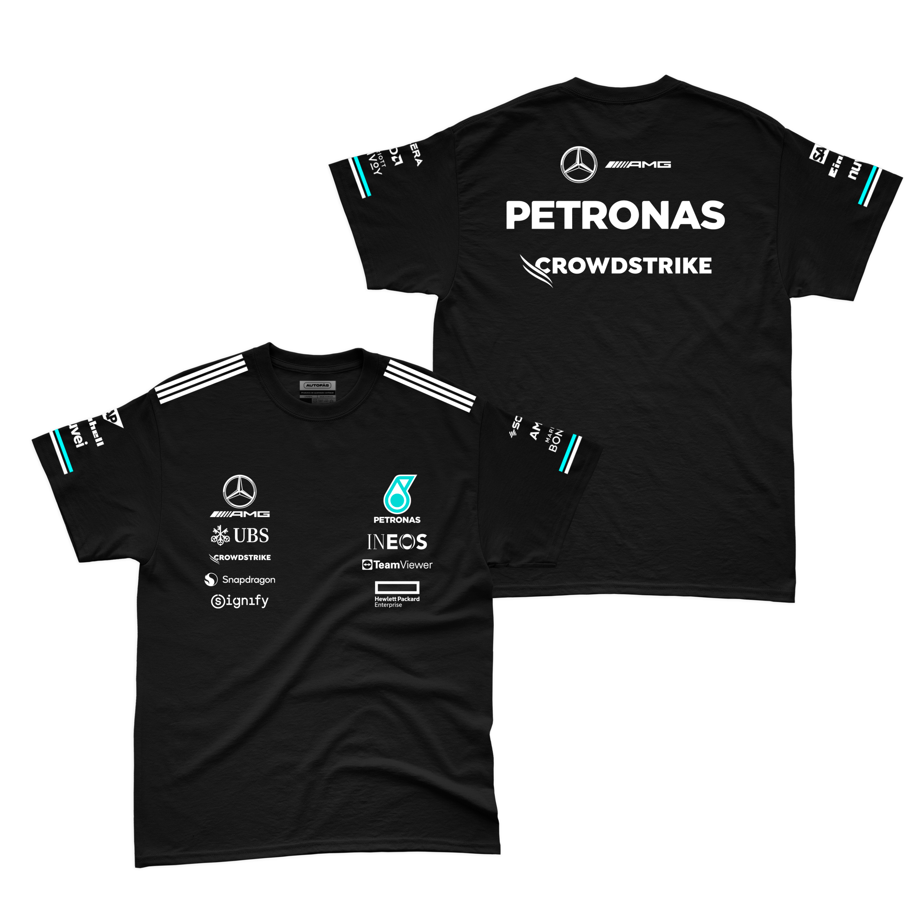 Camiseta Algodão Mercedes Equipe Preto 2025