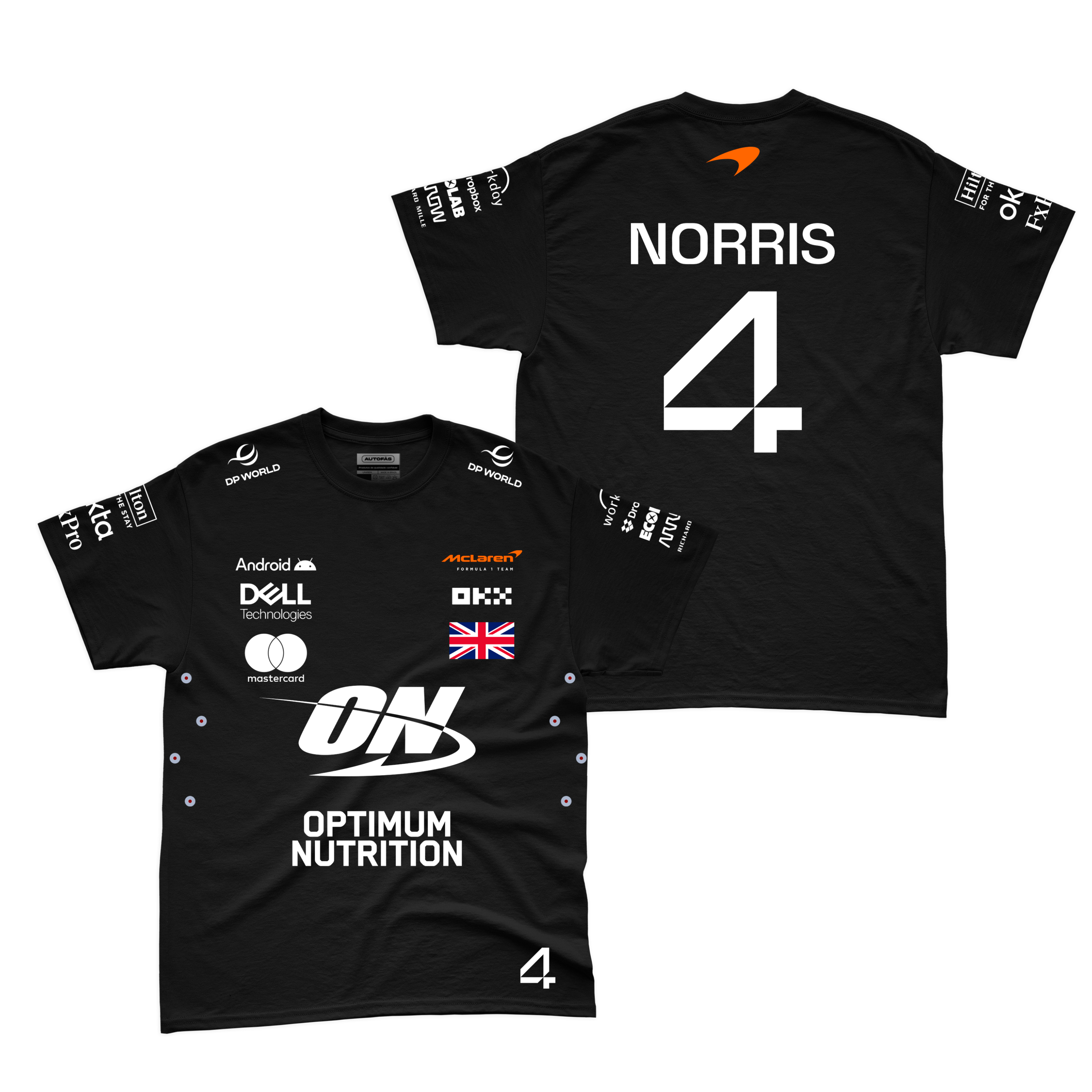 Camiseta Algodão Mclaren Lando Norris Preto 2025