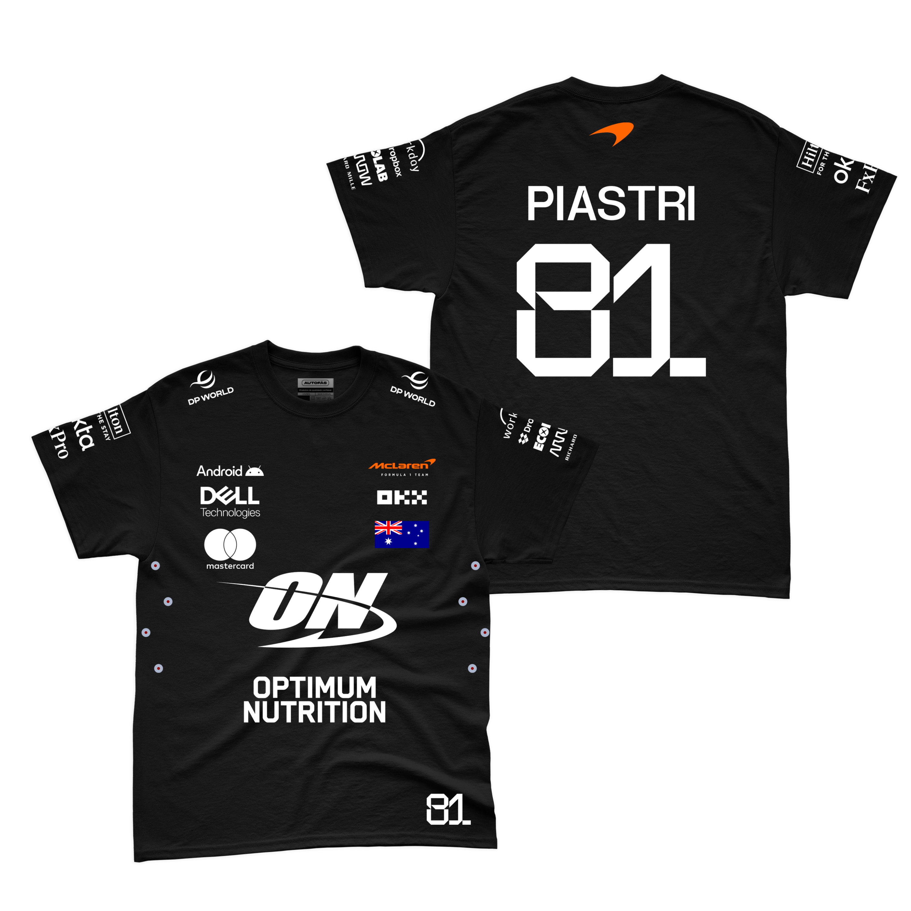 Camiseta Algodão Mclaren Oscar Piastri Preto 2025