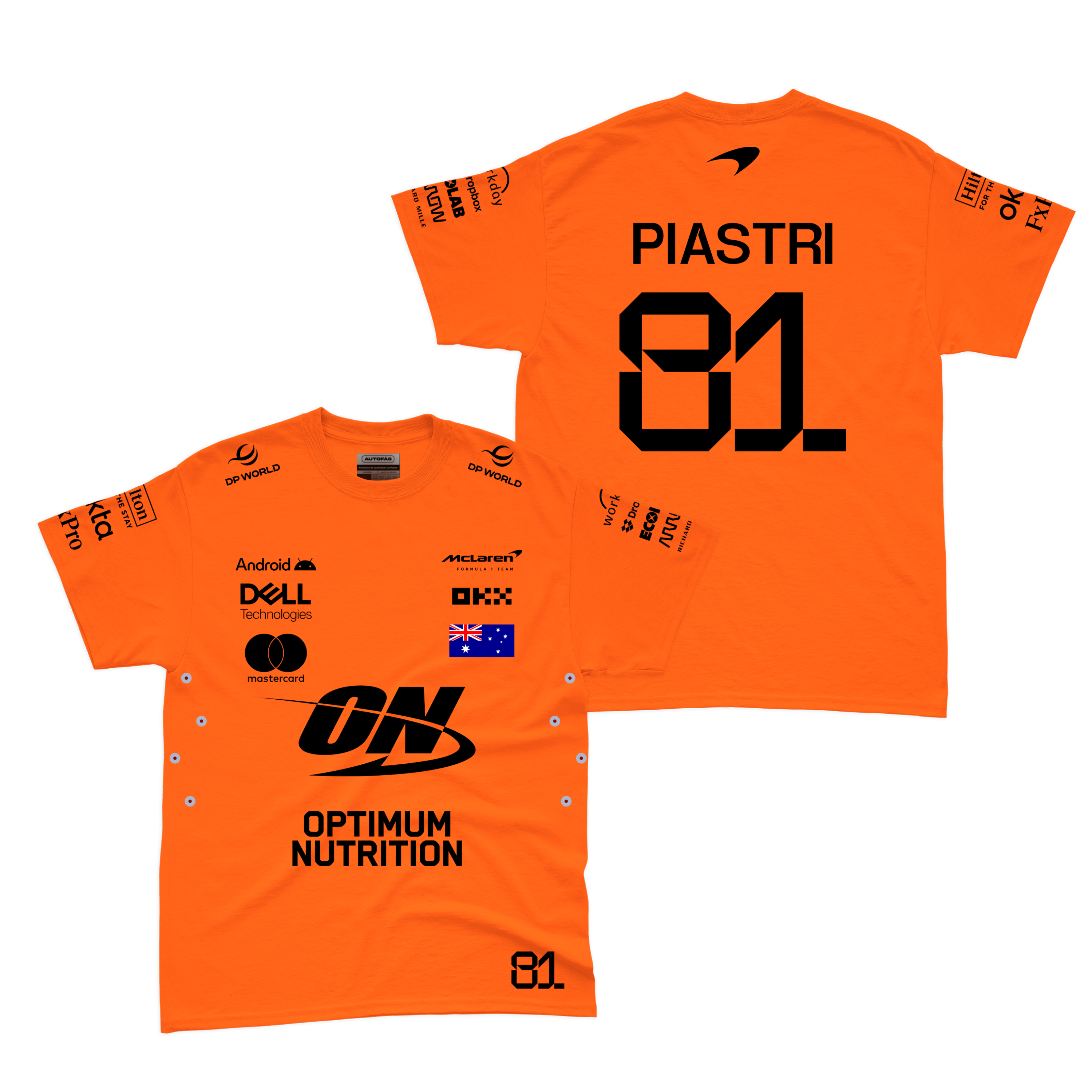Camiseta Algodão Mclaren Oscar Piastri Laranja 2025