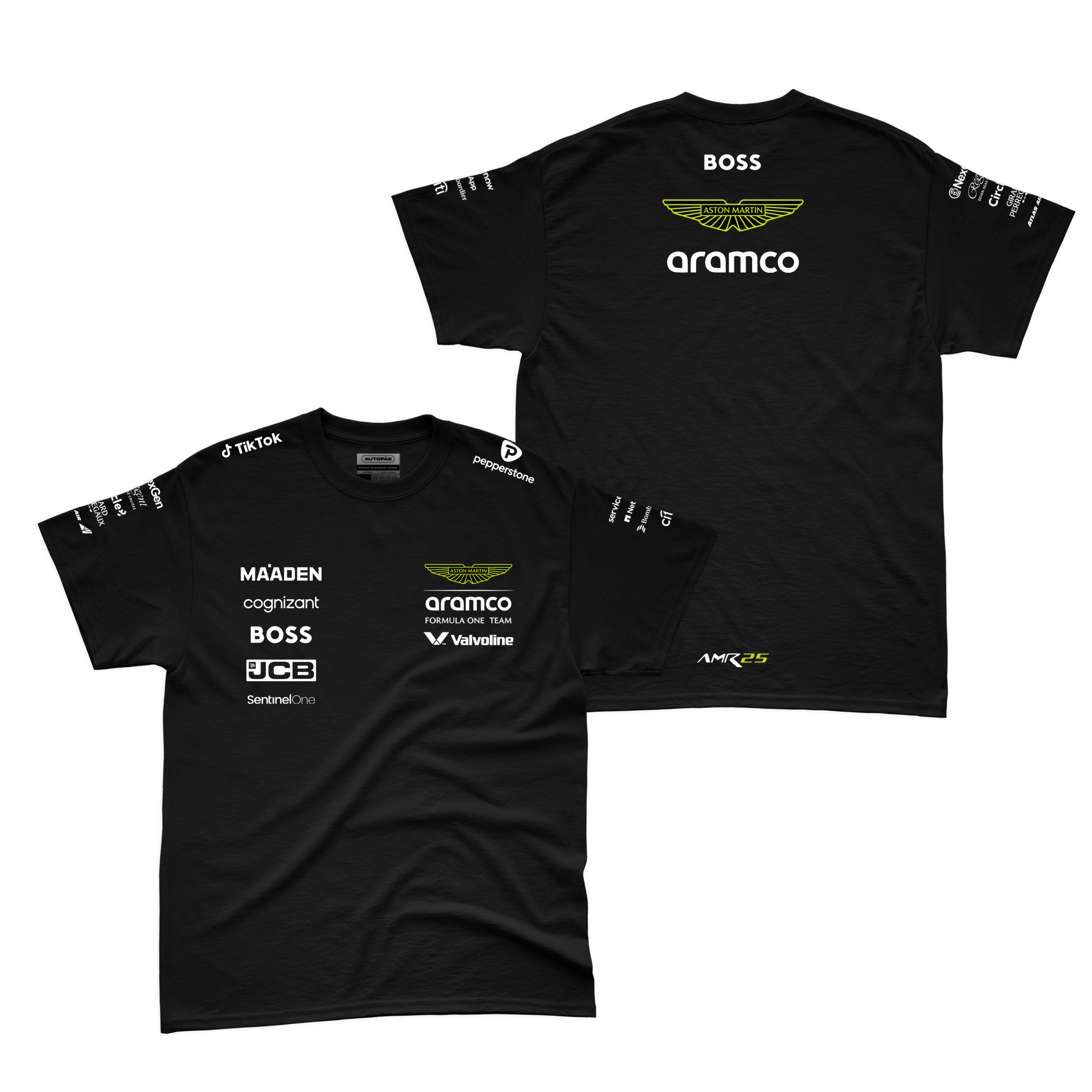 Camiseta Algodão Aston Martin Equipe Preto 2025