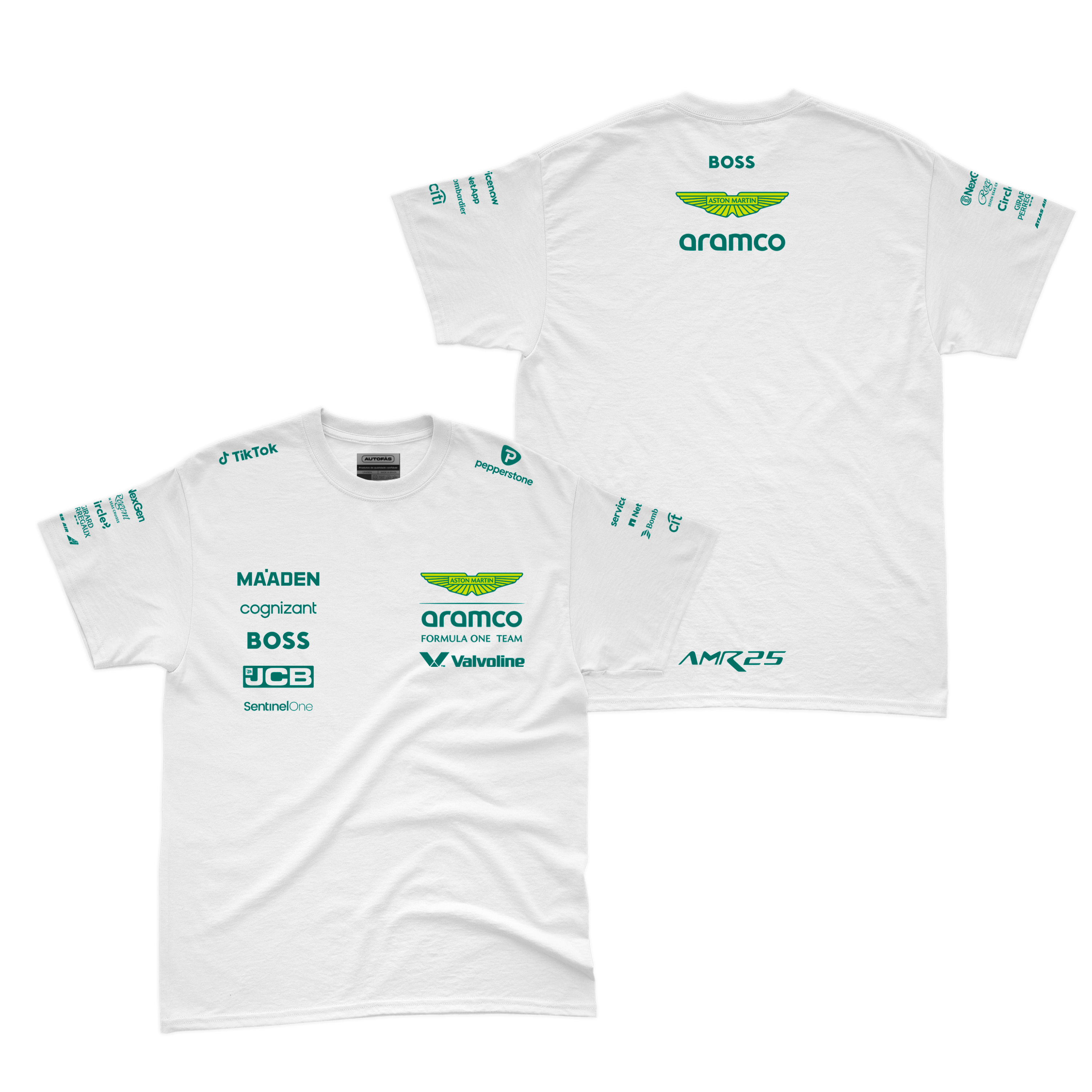 Camiseta Algodão Aston Martin Equipe Branco 2025