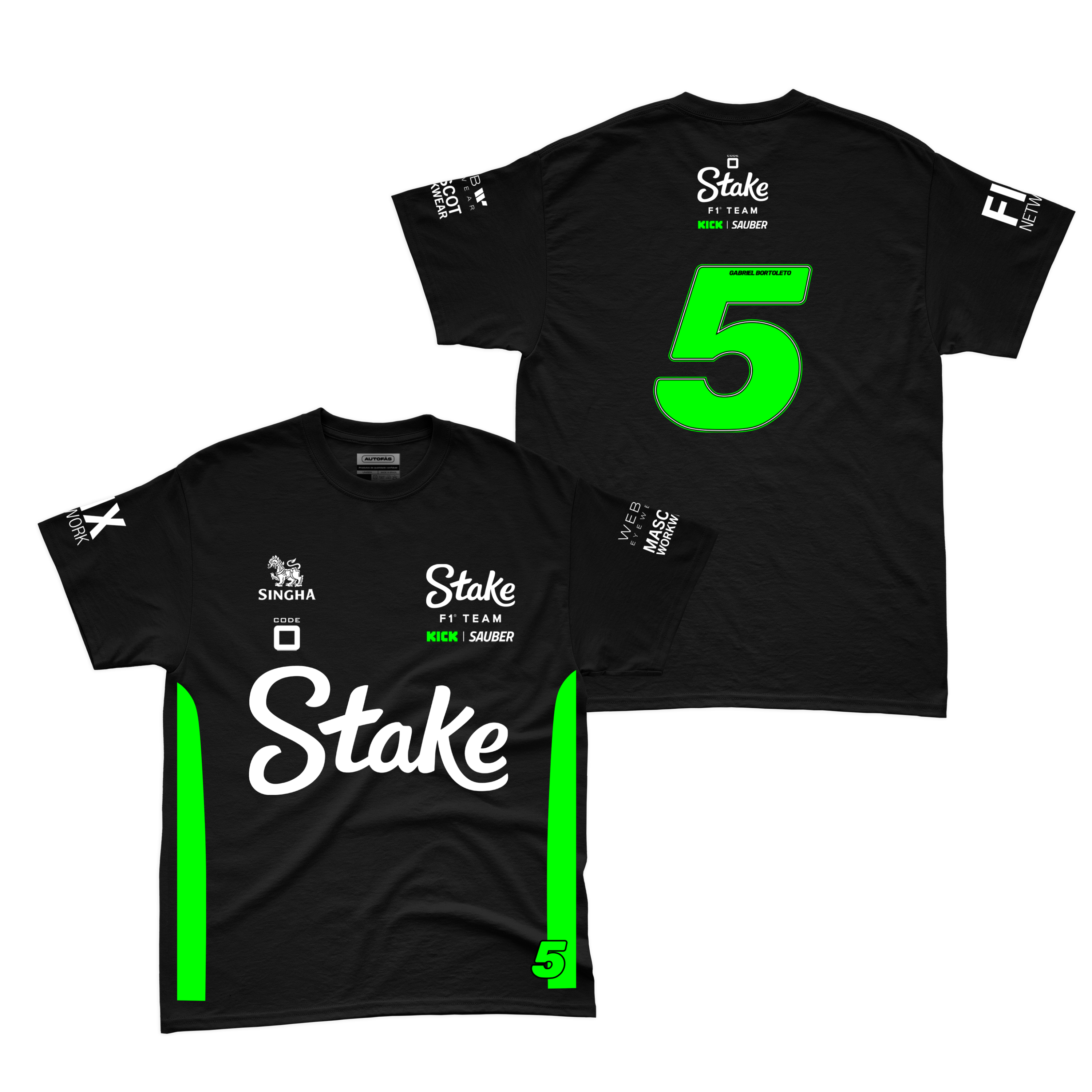 Camiseta Algodão Stake Sauber Bortoleto Preto 2025