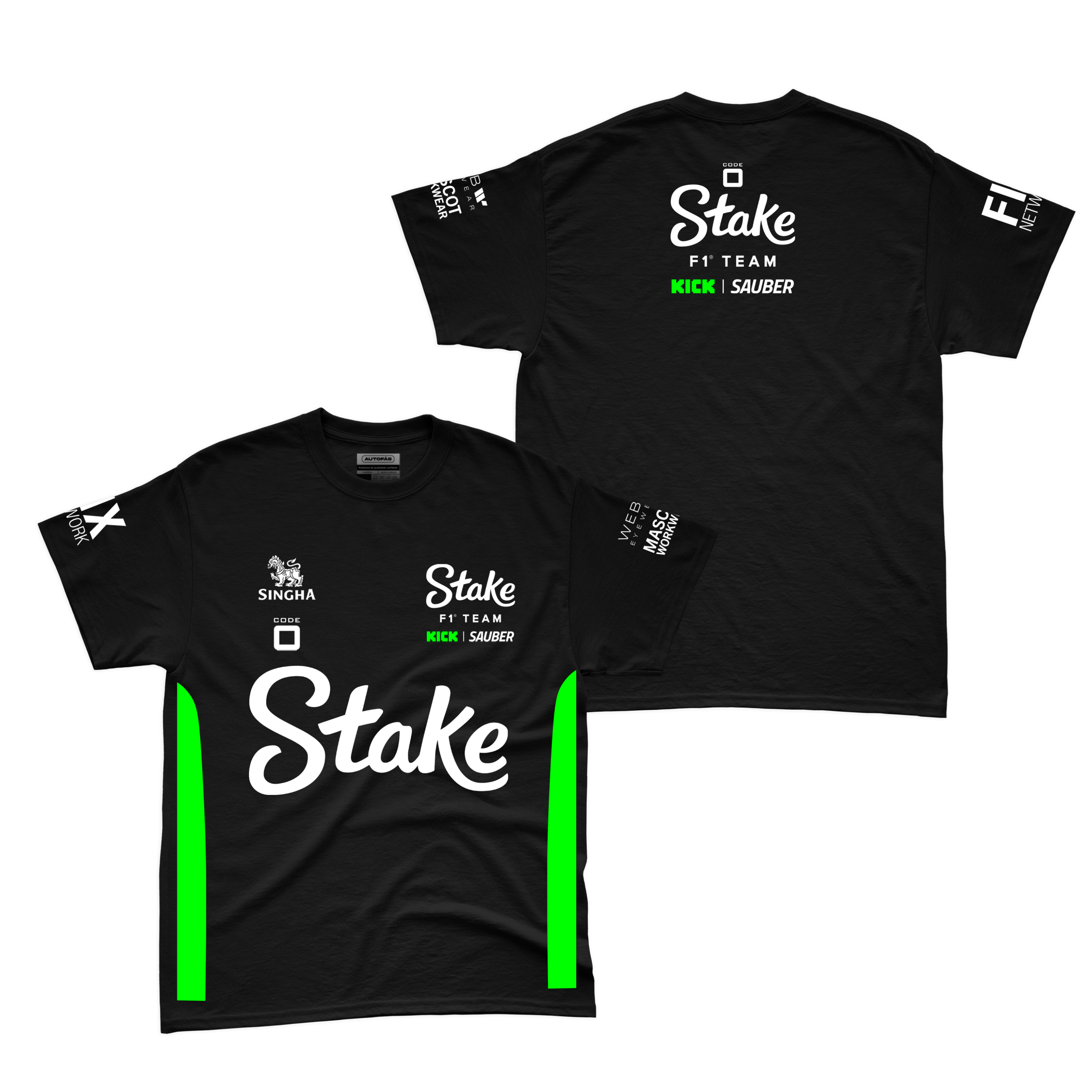 Camiseta Algodão Stake Sauber Equipe Preto 2025
