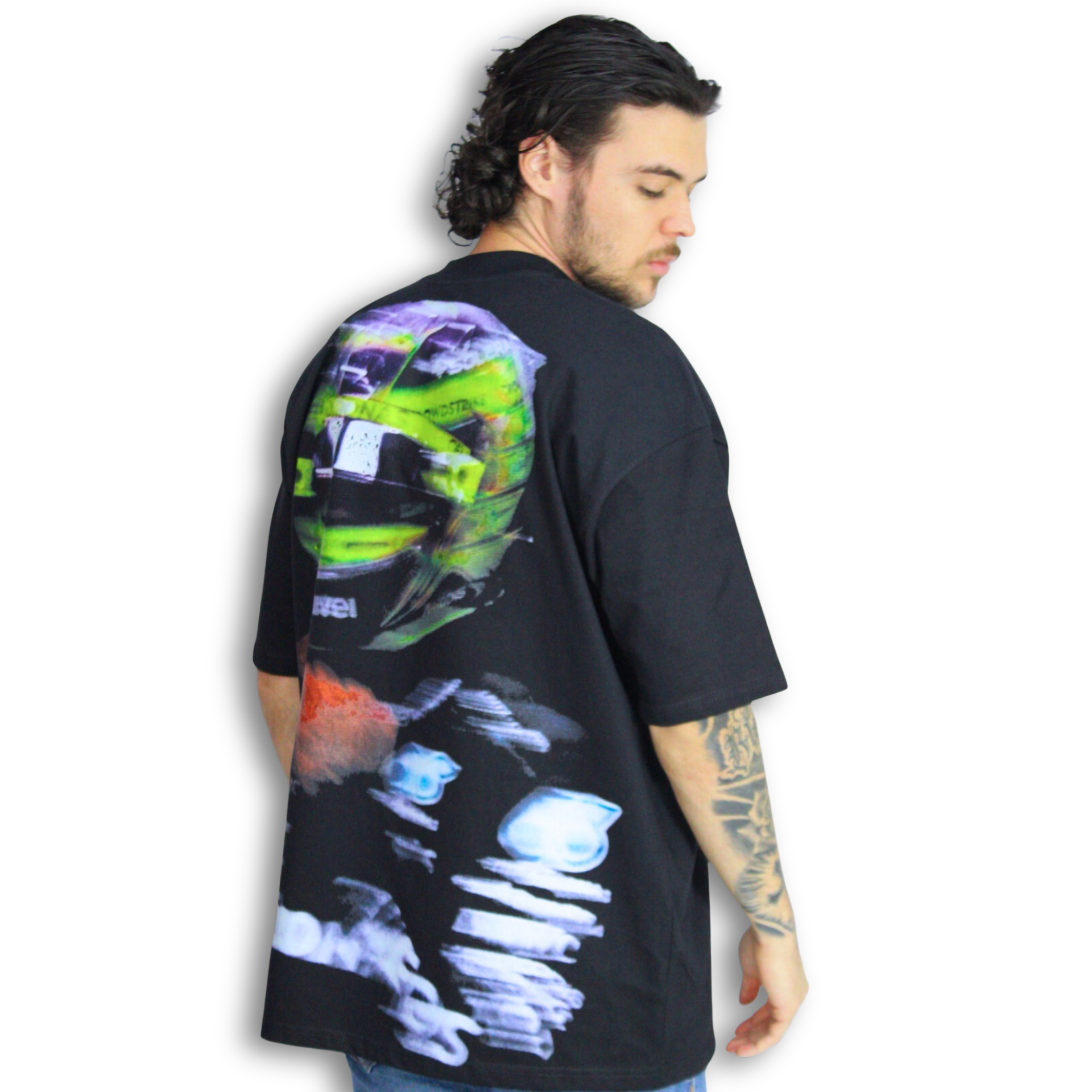 Camiseta Oversized Lewis Hemilton Neon Helmet