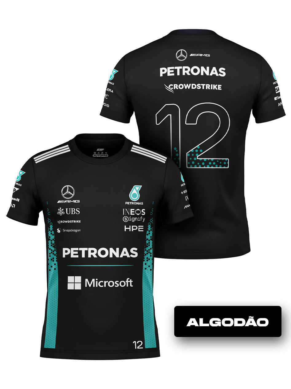 Camiseta Kimi Antonelli Mercedes F1 2026 Preta Algodão