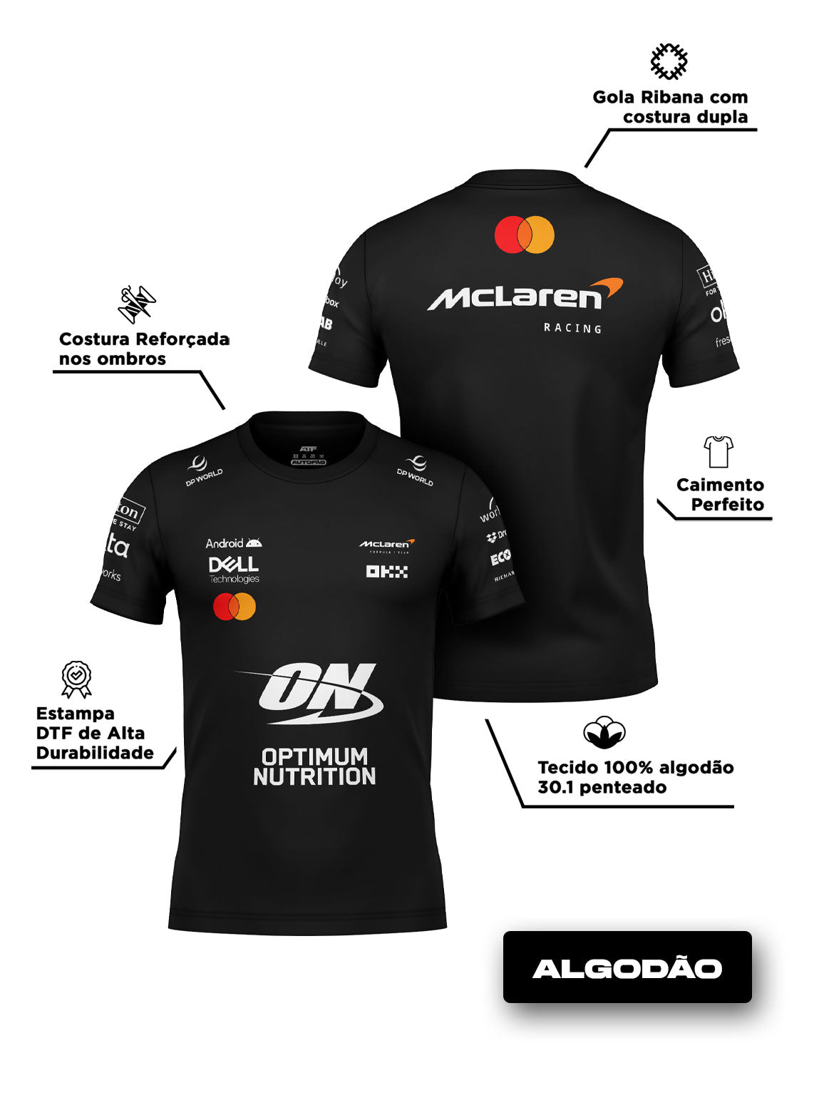 Camiseta Mclaren F1 2026 Equipe Algodão