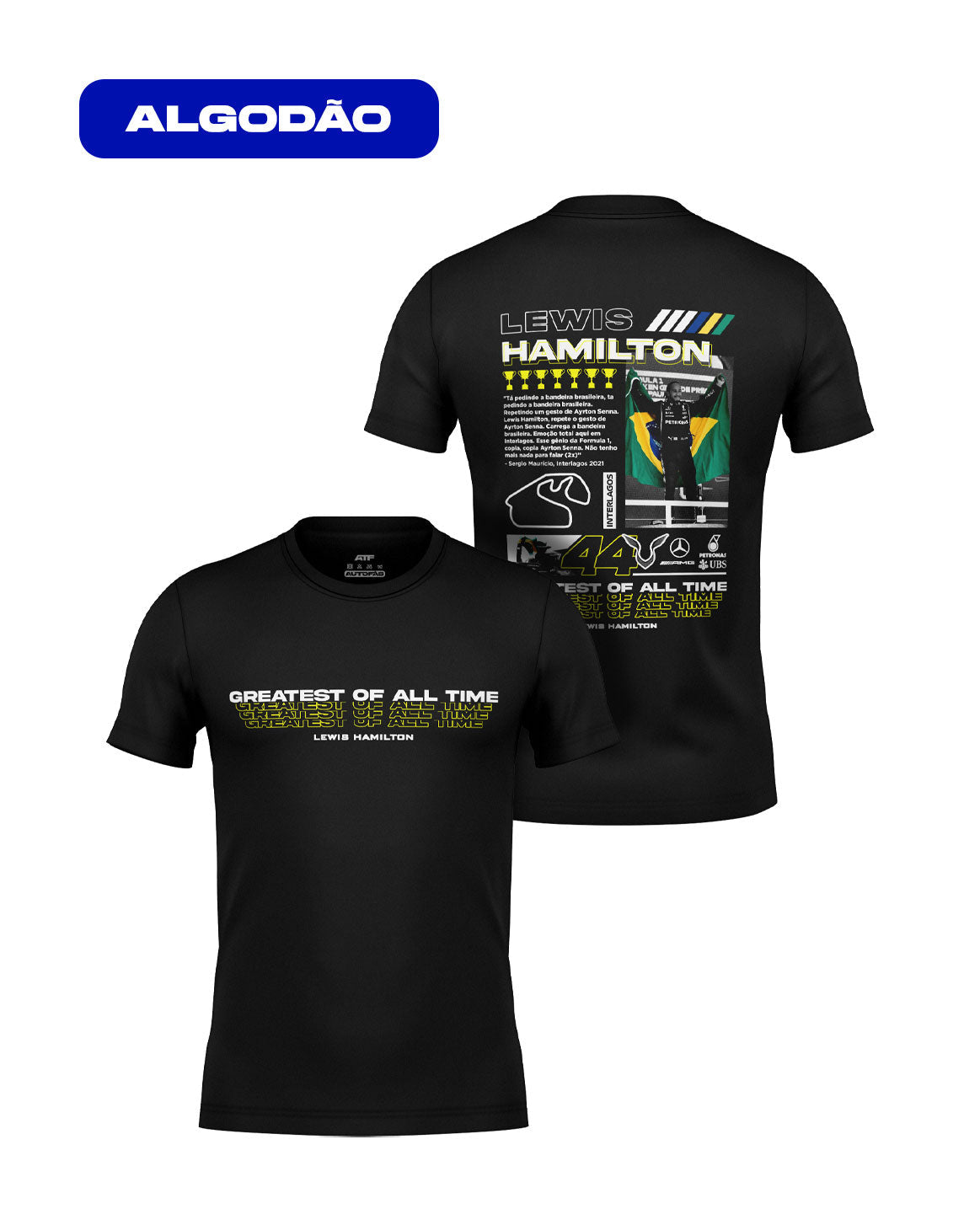 Camiseta Moments Lewis Hamilton Brasil Algodão