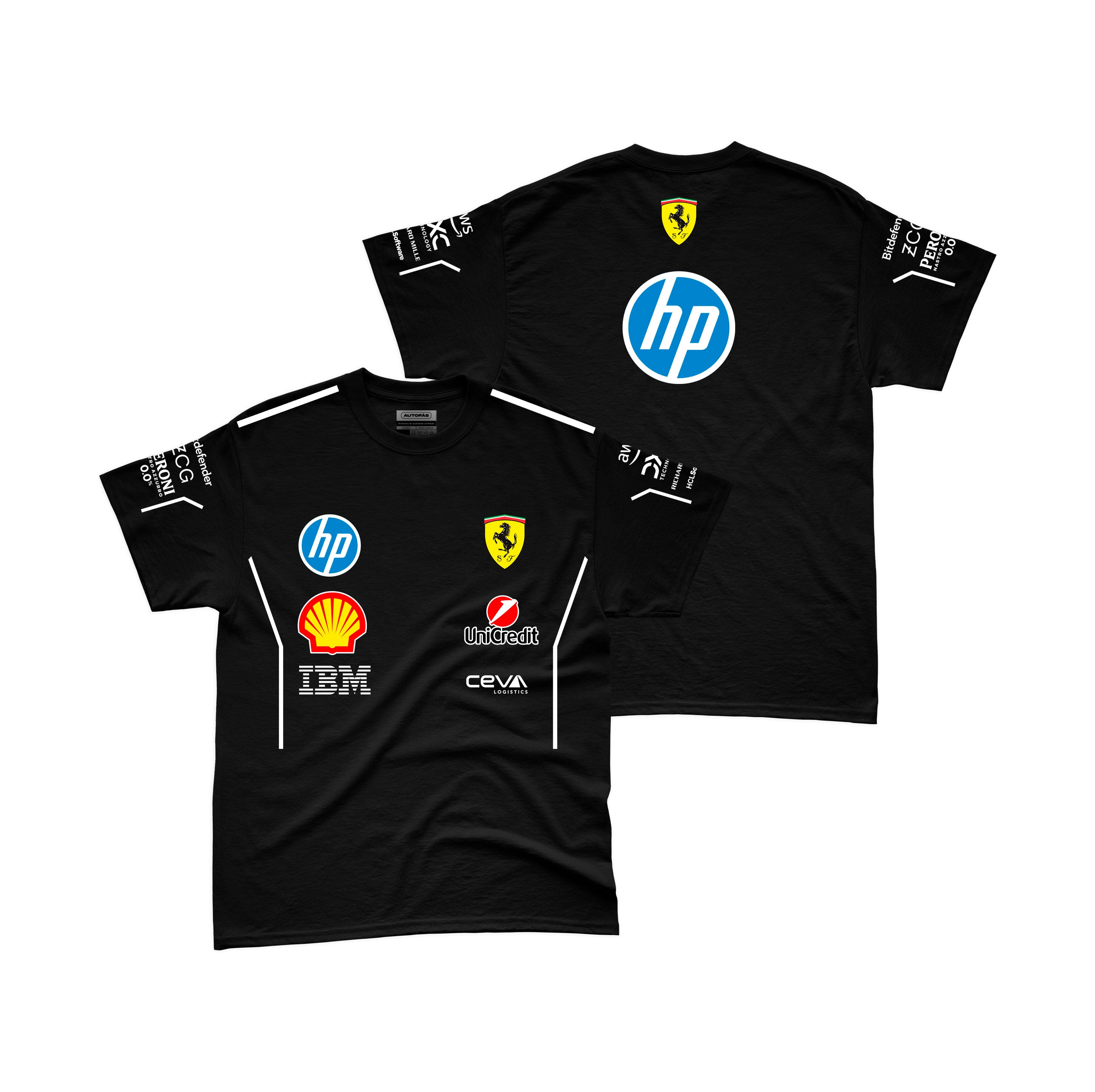 Camiseta Algodao Ferrari Equipe Preto 2025