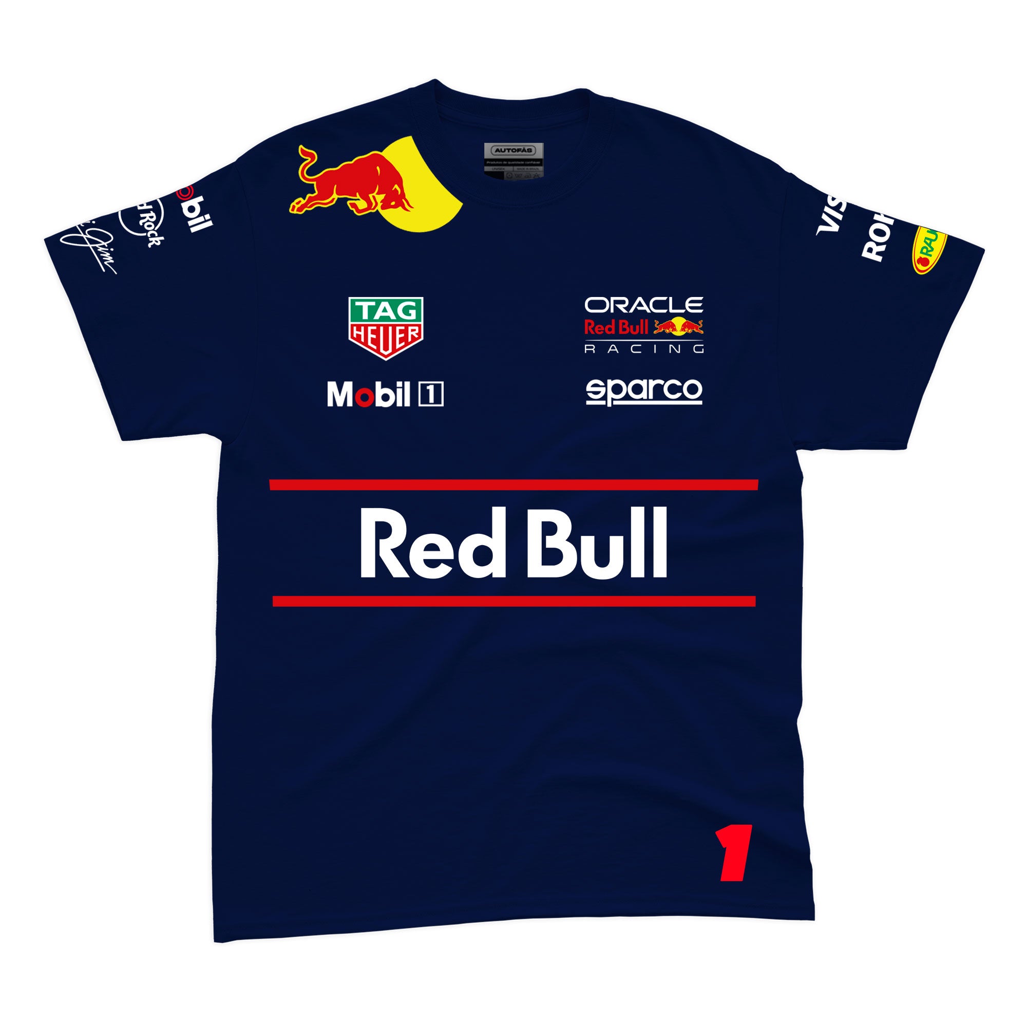 Camiseta Algodão Red Bull Max Verstappen Azul Marinho 2025