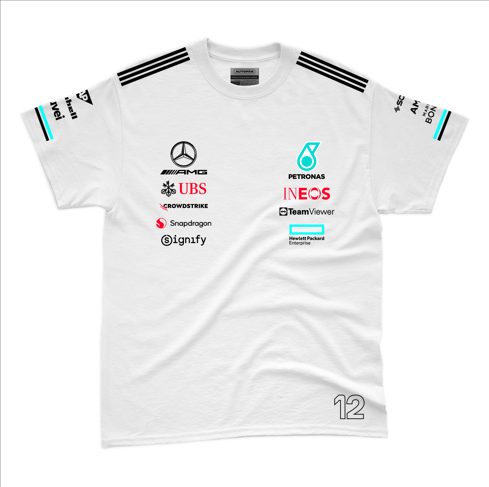 Camiseta Algodão Mercedes Kimi Antonelli Branco 2025
