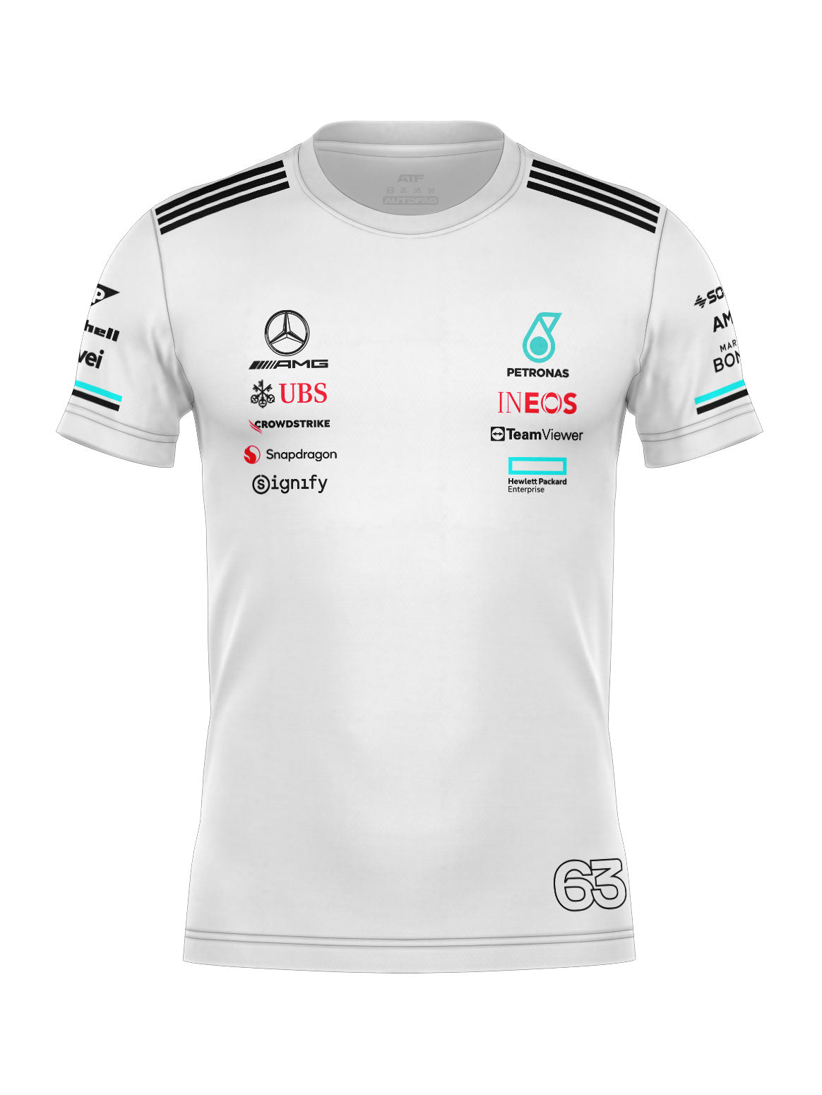Camiseta Algodão Mercedes George Russell Branco 2025