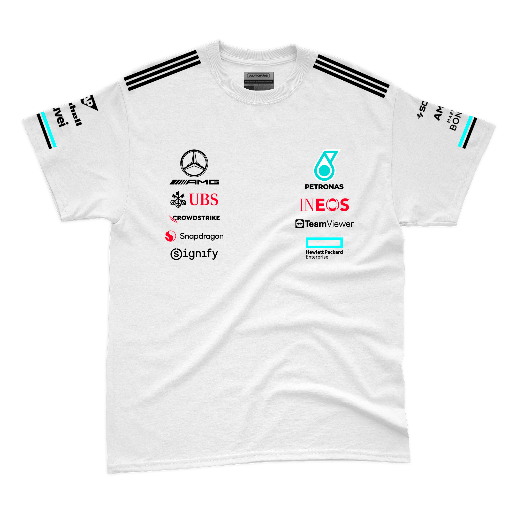 Camiseta Algodão Mercedes Equipe Branco 2025