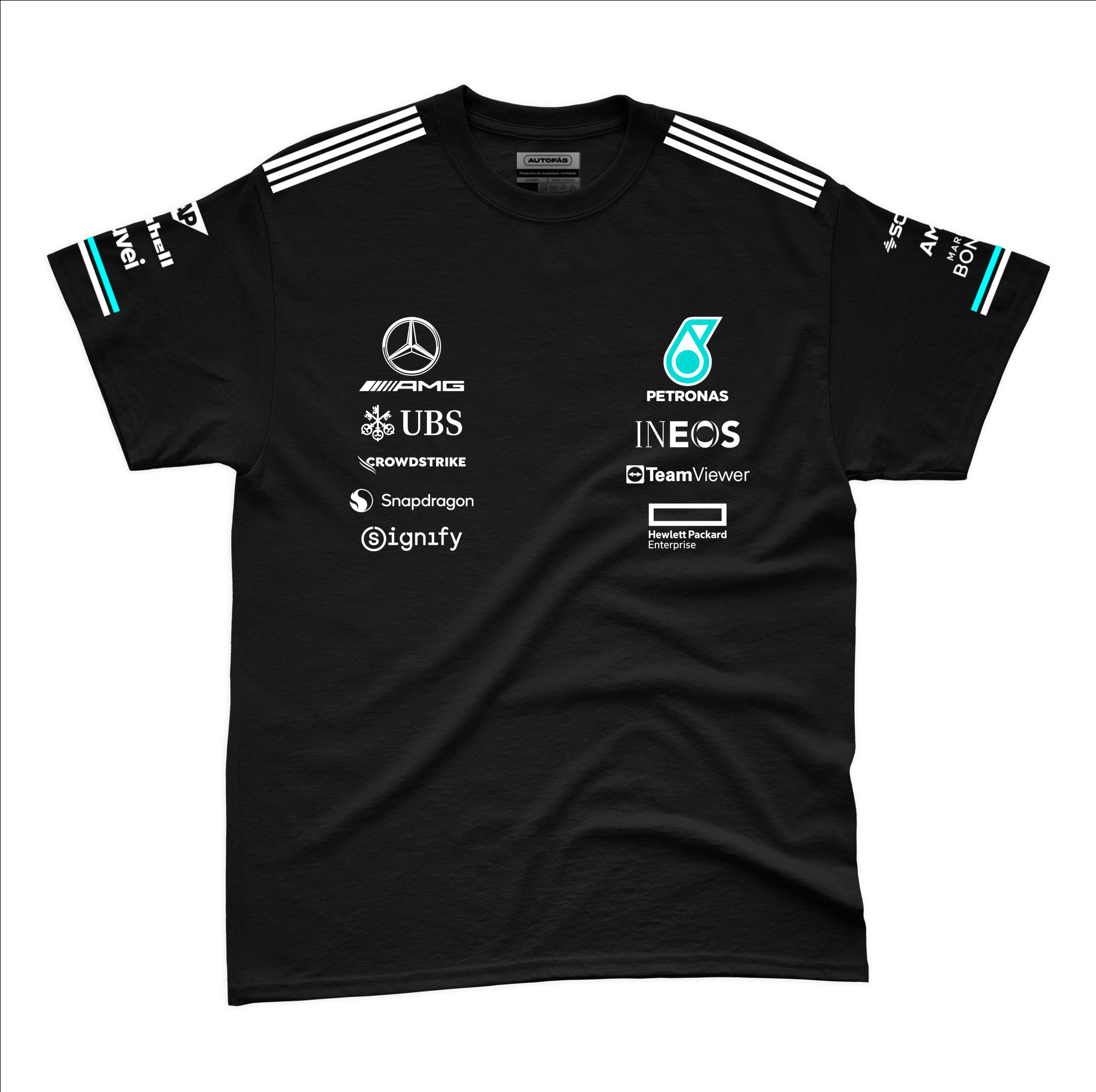 Camiseta Algodão Mercedes Equipe Preto 2025