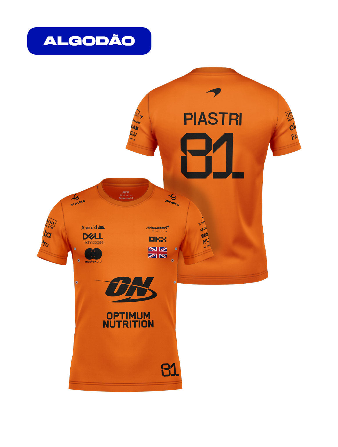 Camiseta Algodão Mclaren Oscar Piastri Laranja 2025