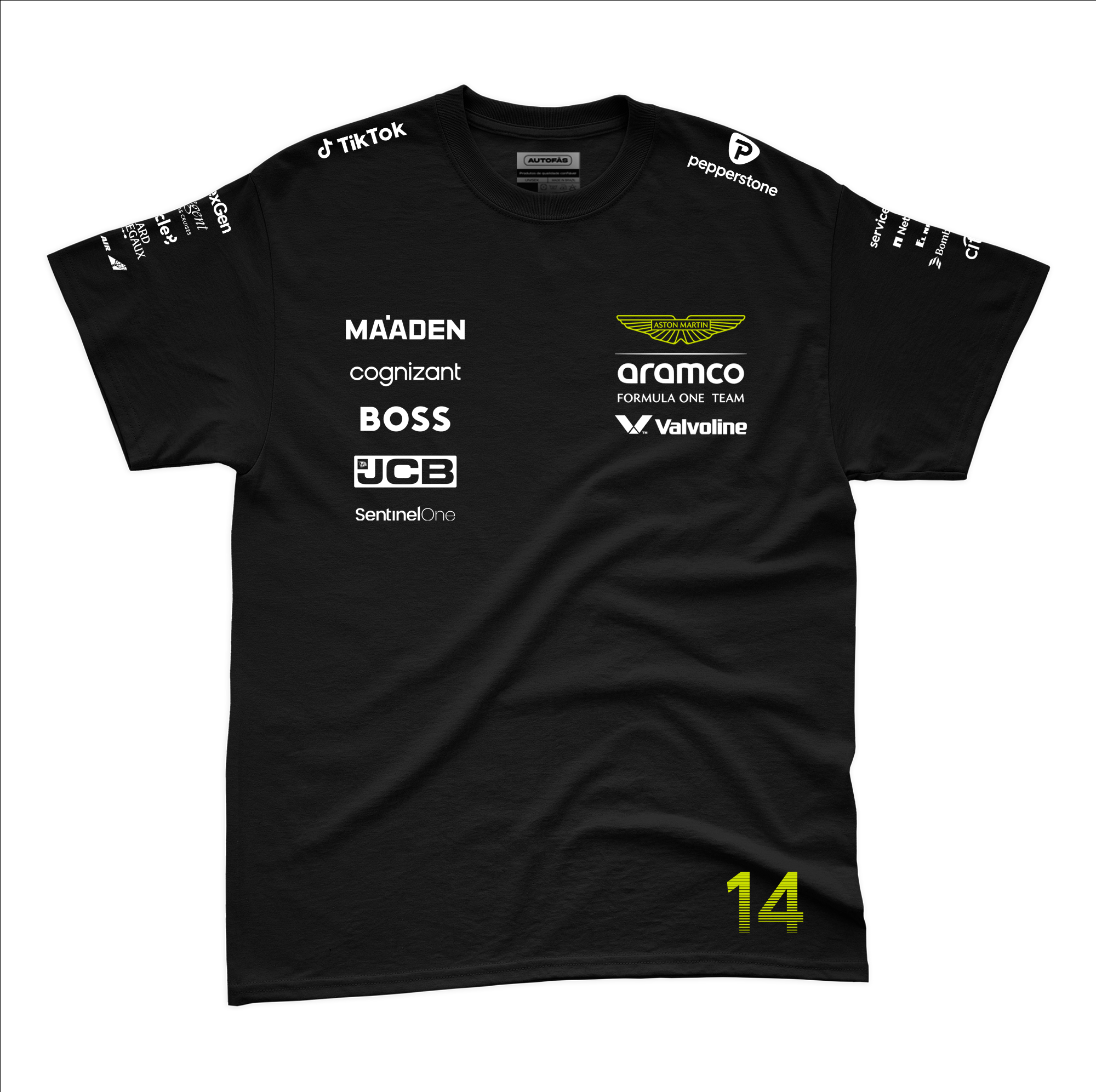 Camiseta Algodão Aston Martin Fernando Alonso Preto 2025