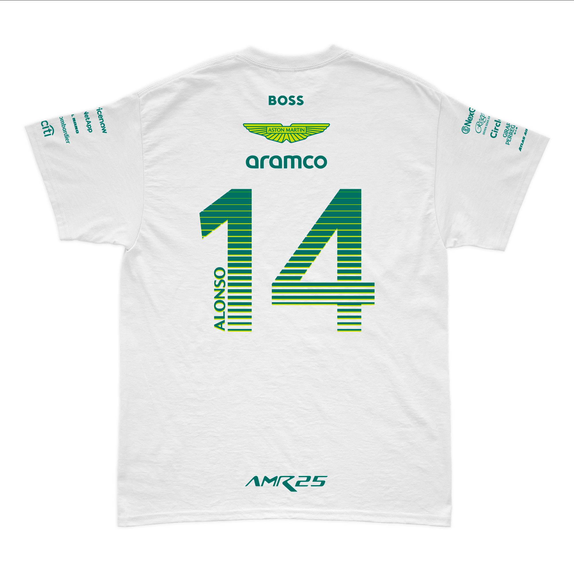 Camiseta Algodão Aston Martin Fernando Alonso Branco 2025