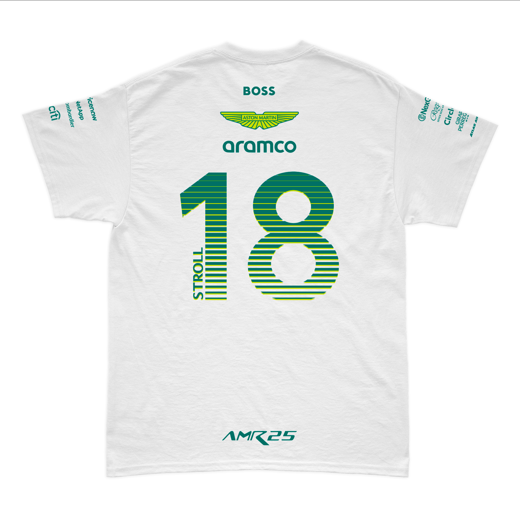 Camiseta Algodão Aston Martin Lance Stroll Branco 2025
