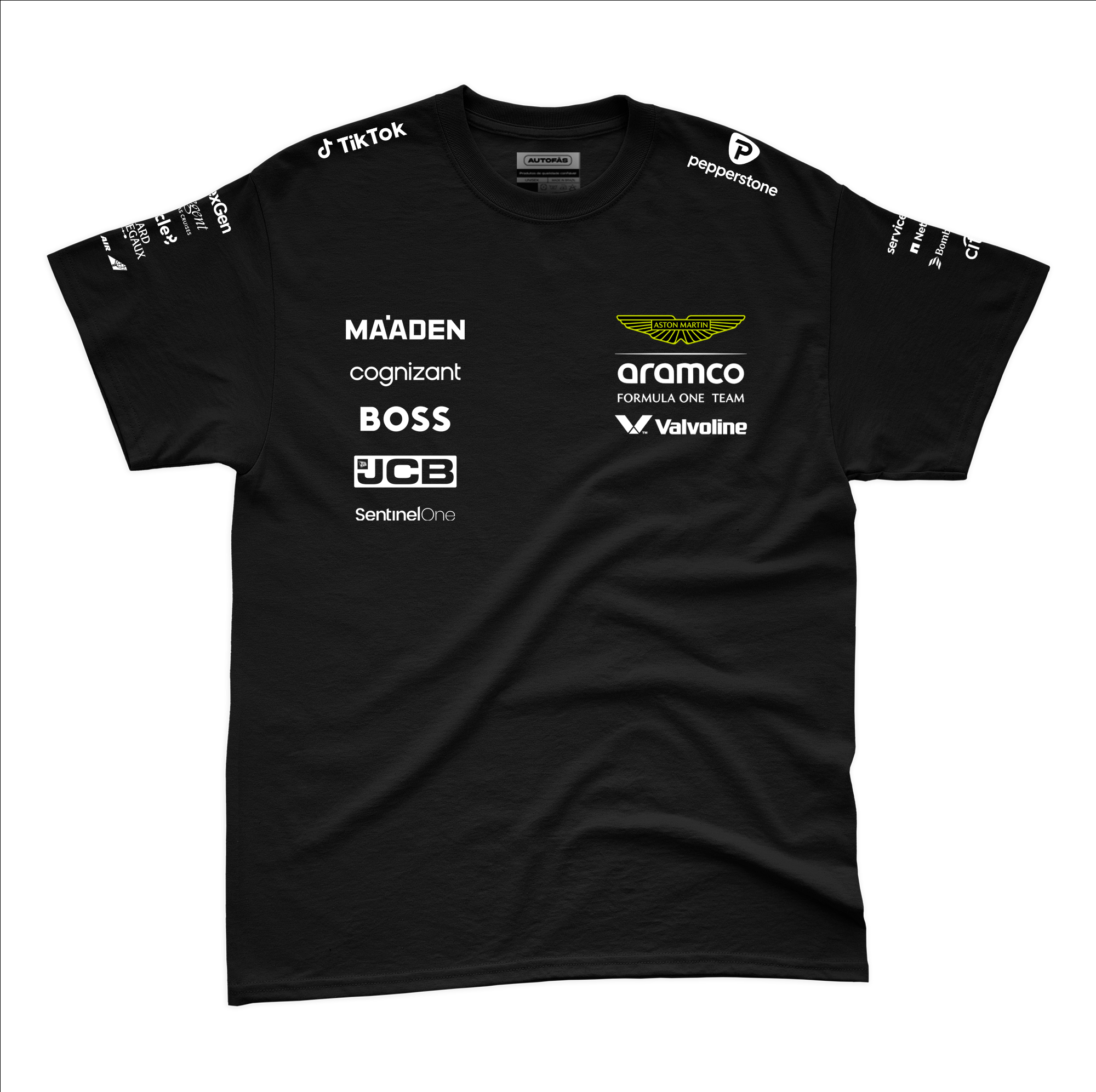 Camiseta Algodão Aston Martin Equipe Preto 2025