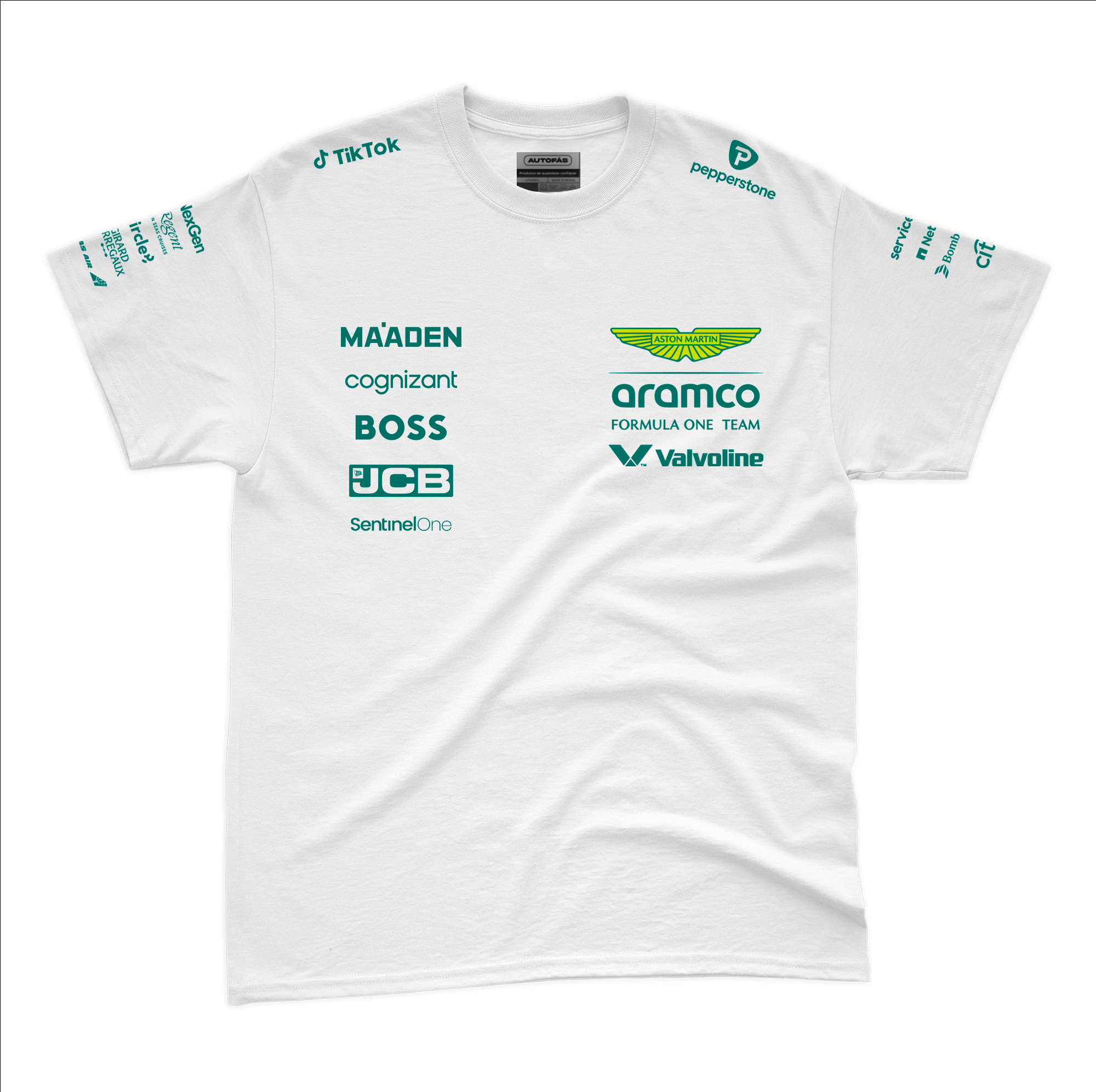 Camiseta Algodão Aston Martin Equipe Branco 2025