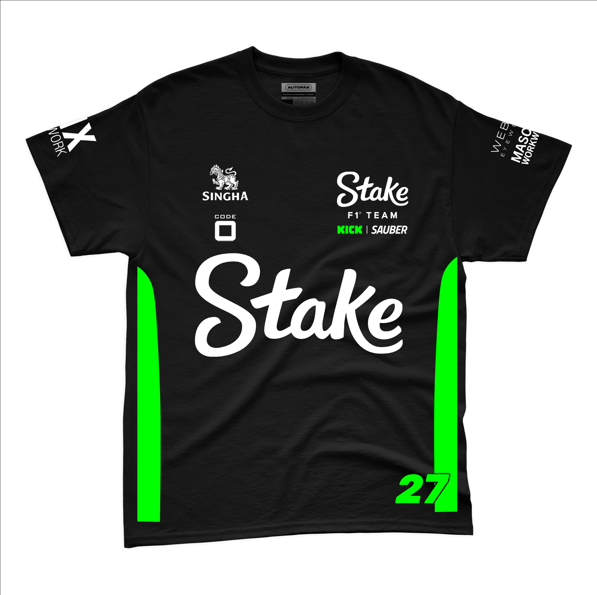 Camiseta Algodão Stake Sauber Hulkenberg Preto 2025