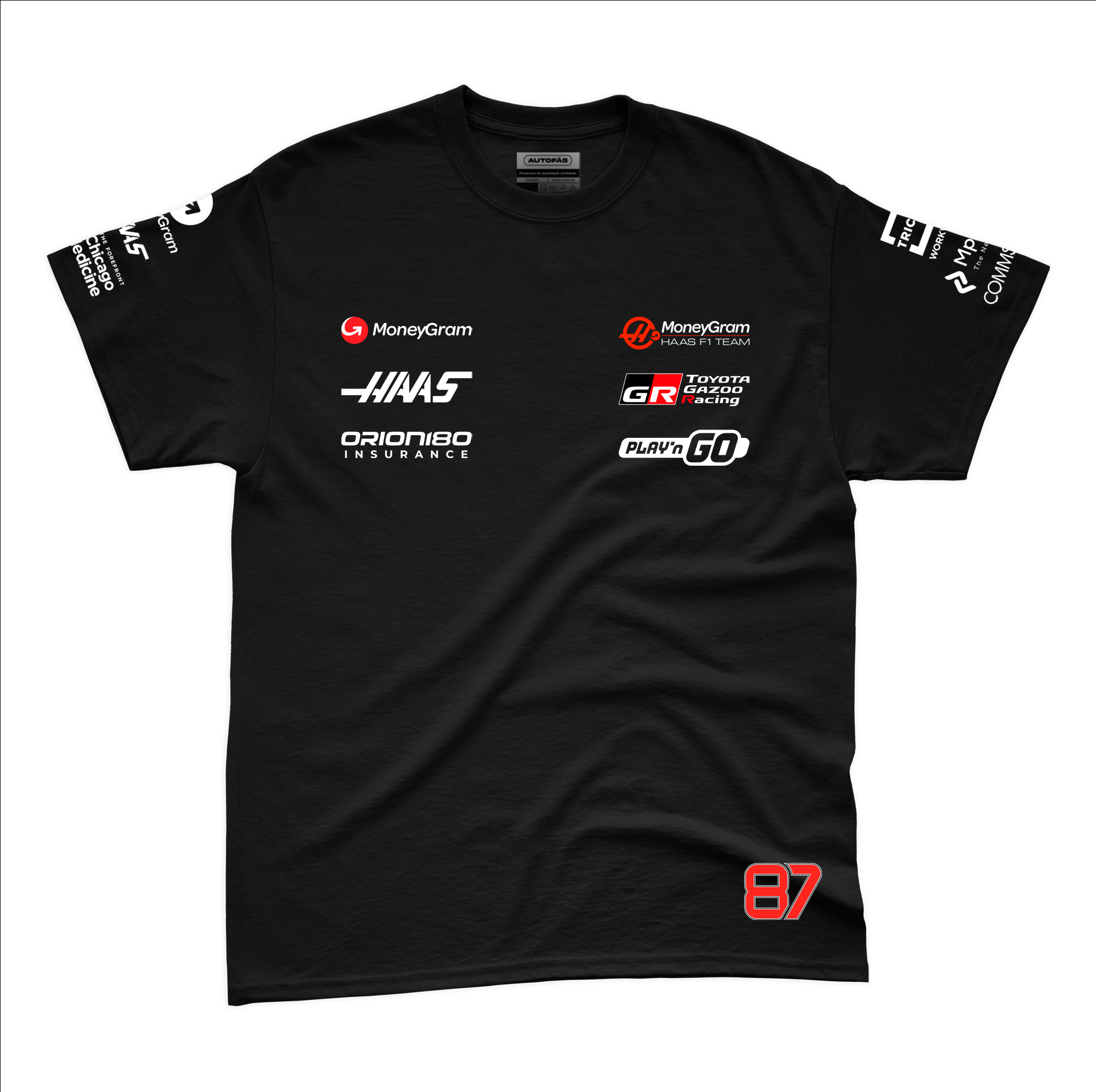 Camiseta Algodão Haas Oliver Bearman Preto 2025