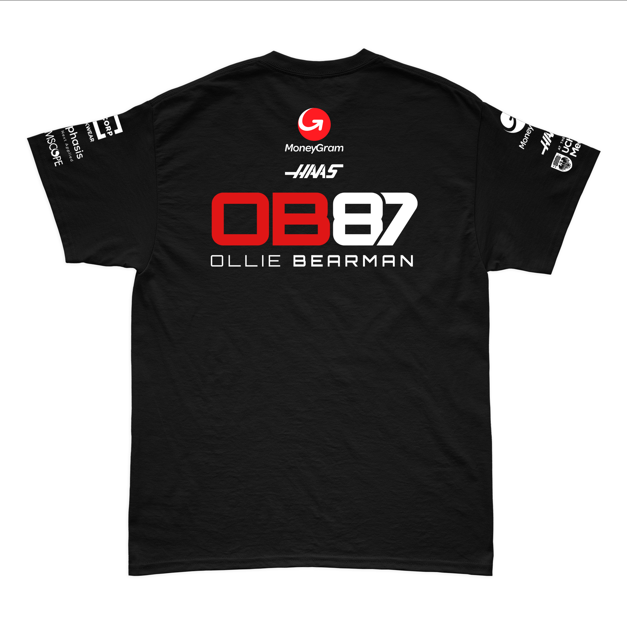 Camiseta Algodão Haas Oliver Bearman Preto 2025