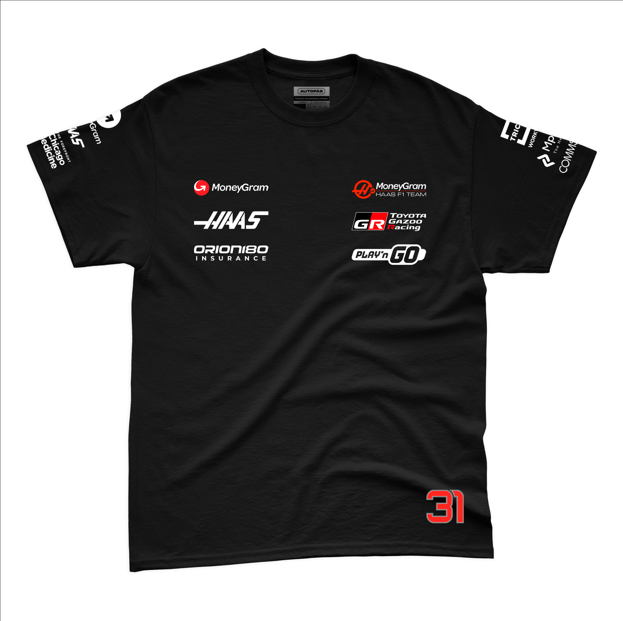 Camiseta Algodão Haas Esteban Ocon Preto 2025