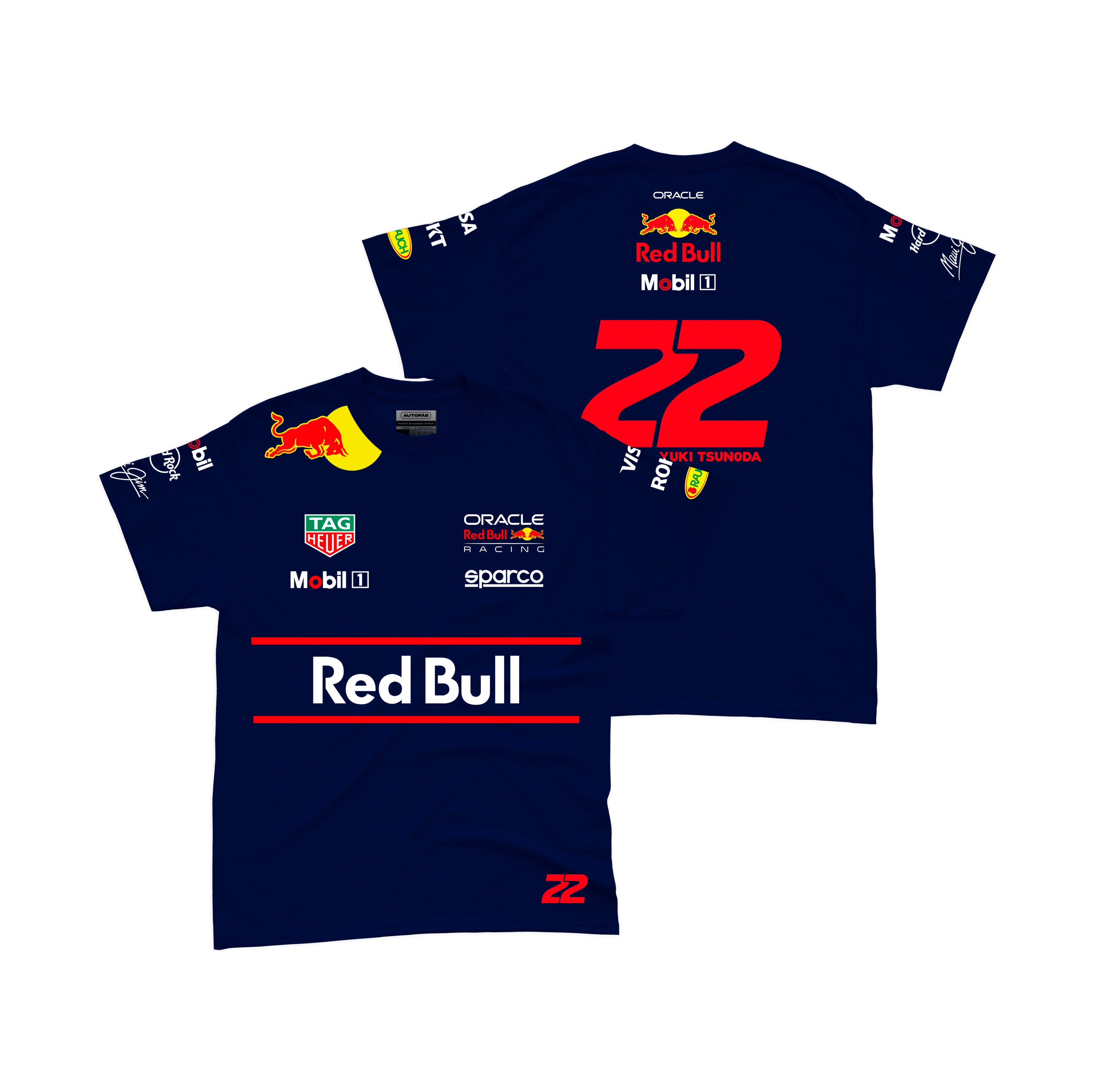 Camiseta Algodão Yuki Tsunoda Red Bull Equipe Azul Marinho 2025