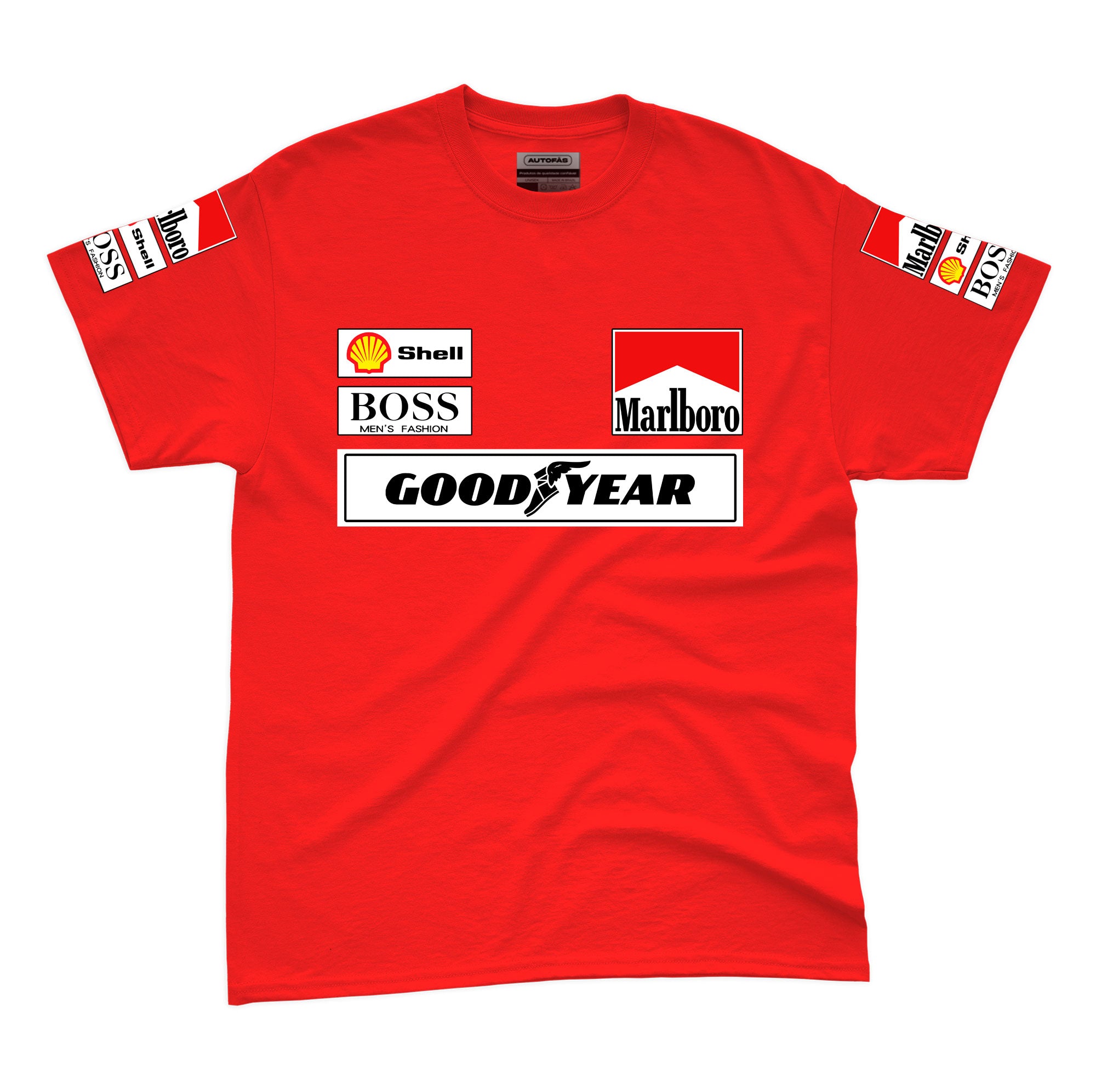 Camiseta Algodão Mclaren Marlboro Retrô anos 90 Vermelha