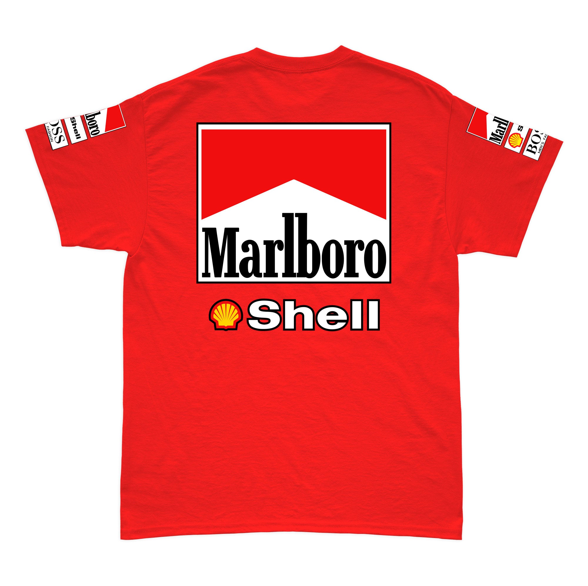 Camiseta Algodão Mclaren Marlboro Retrô anos 90 Vermelha