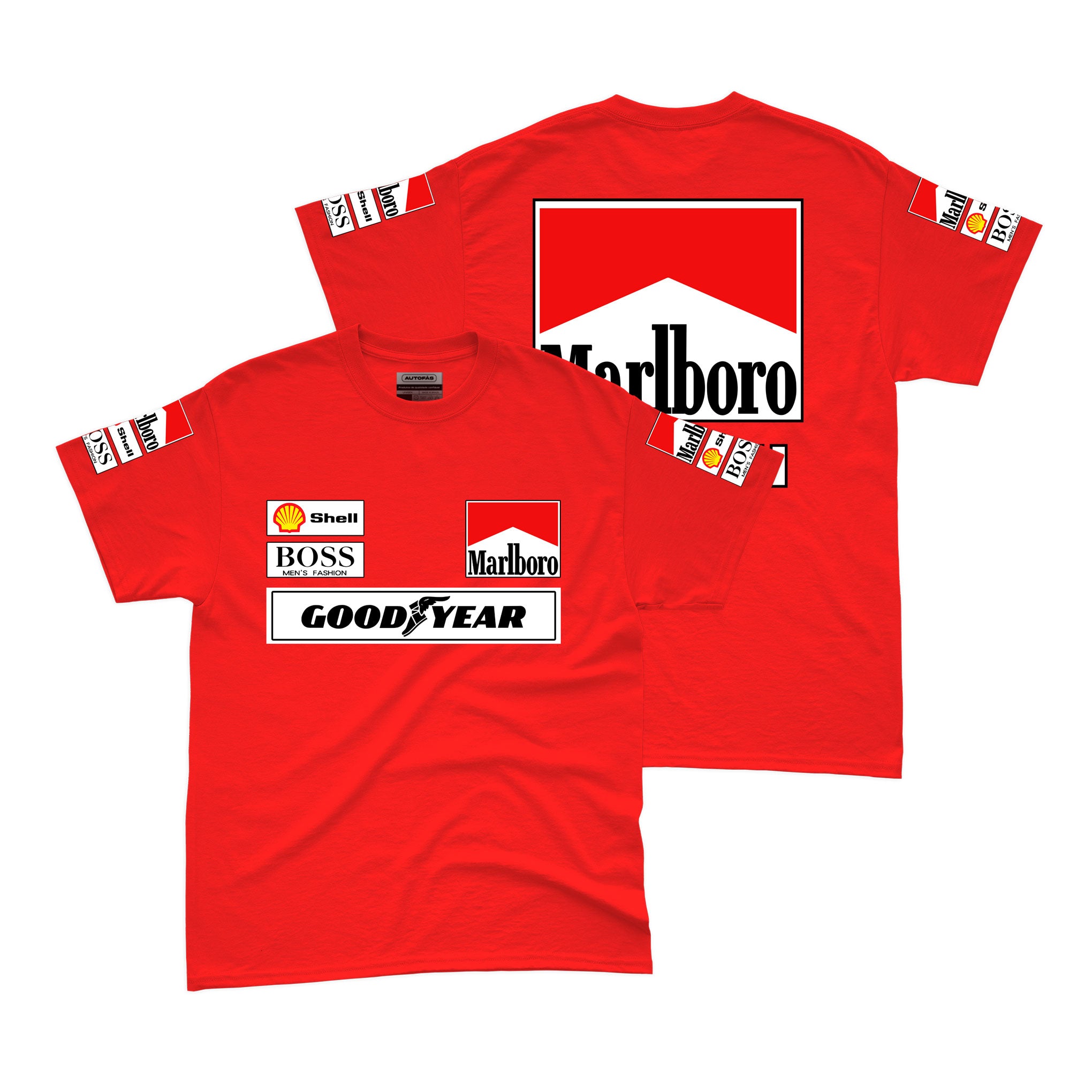Camiseta Algodão Mclaren Marlboro Retrô anos 90 Vermelha