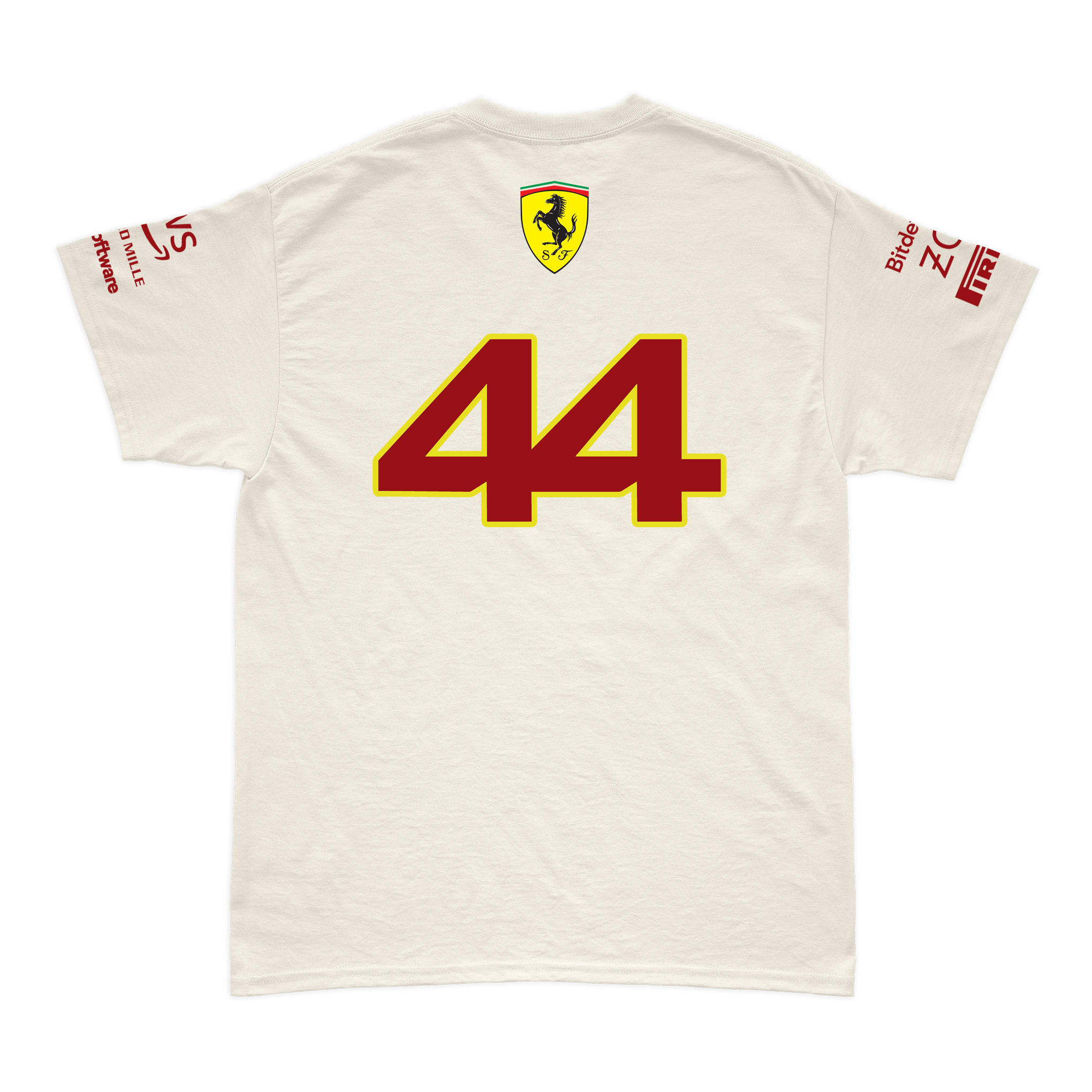 Camiseta Algodão Lewis Hamilton Ferrari 2024 Off-White
