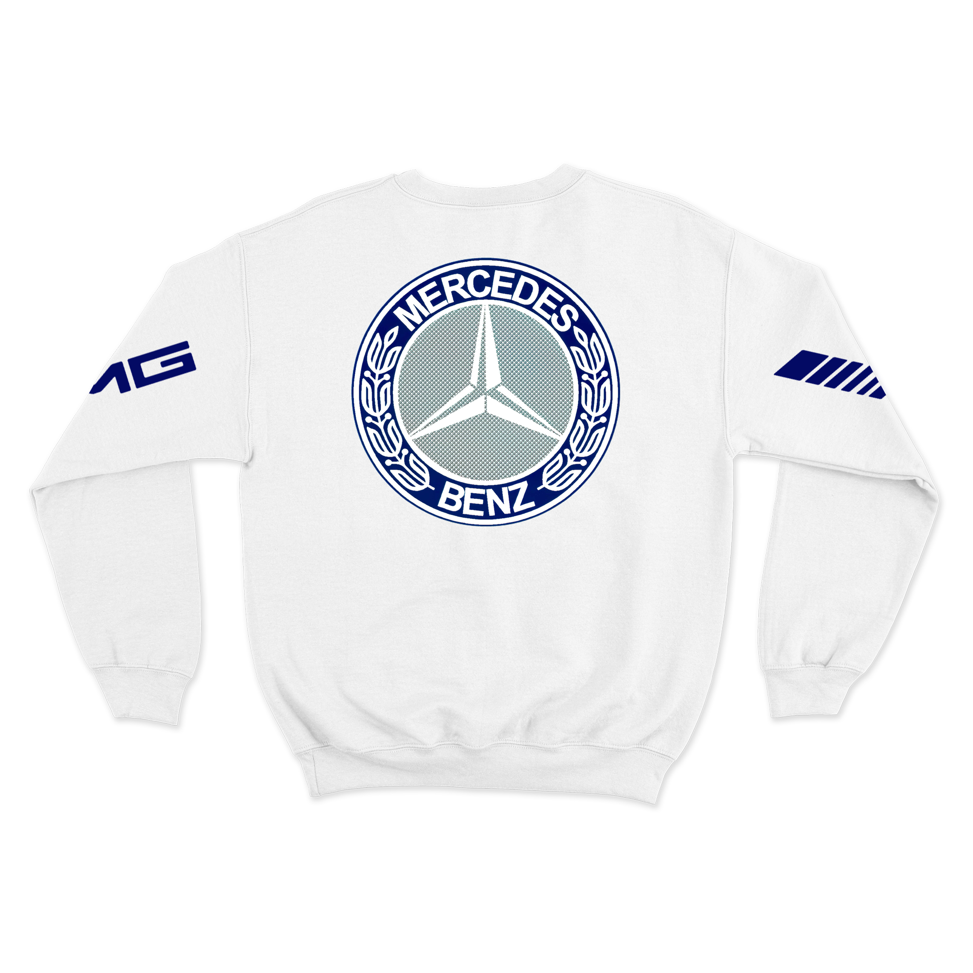 Moletom Mercedes AMG Retrô Logo Azul Branco