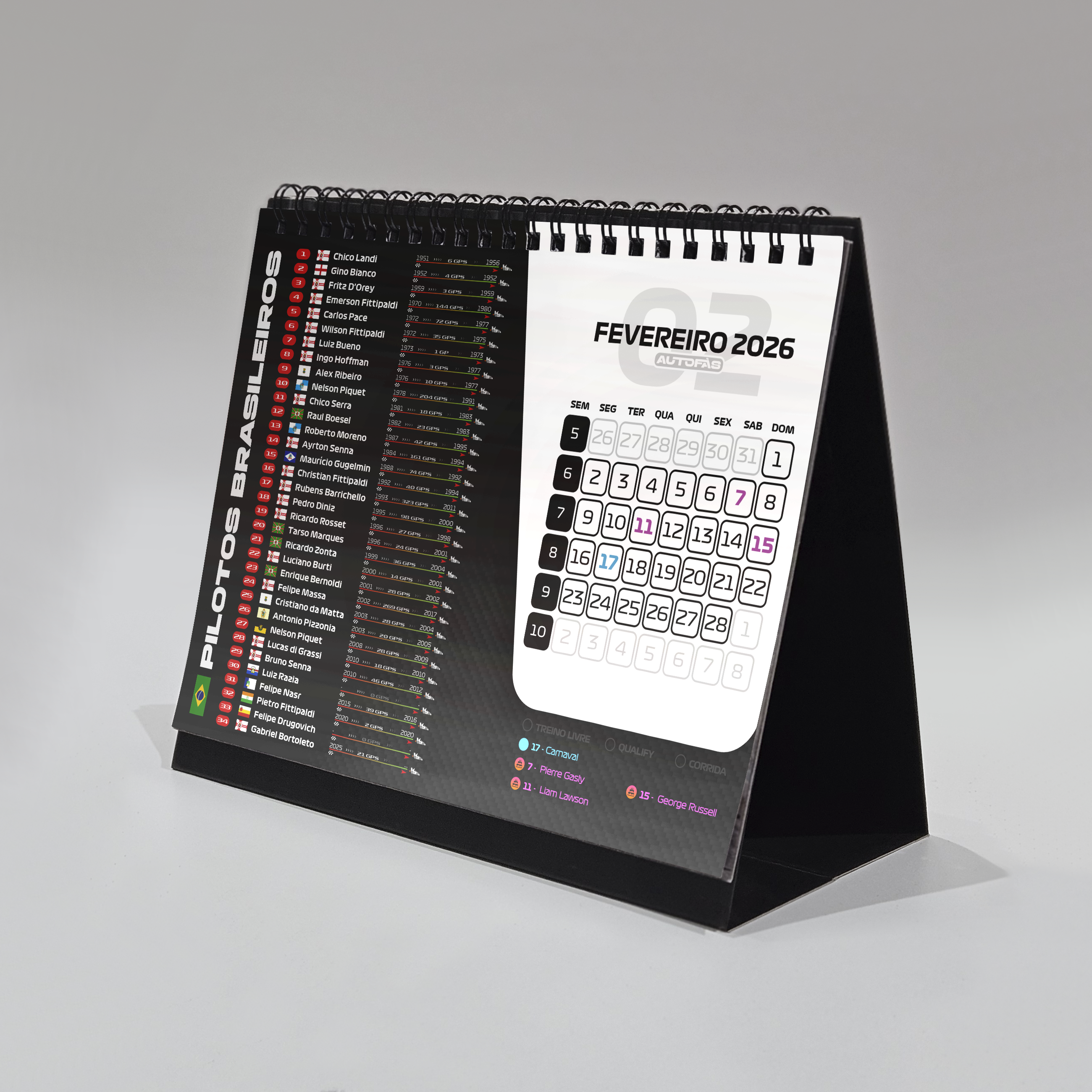 Calendário Personalizado Formula 1 2026