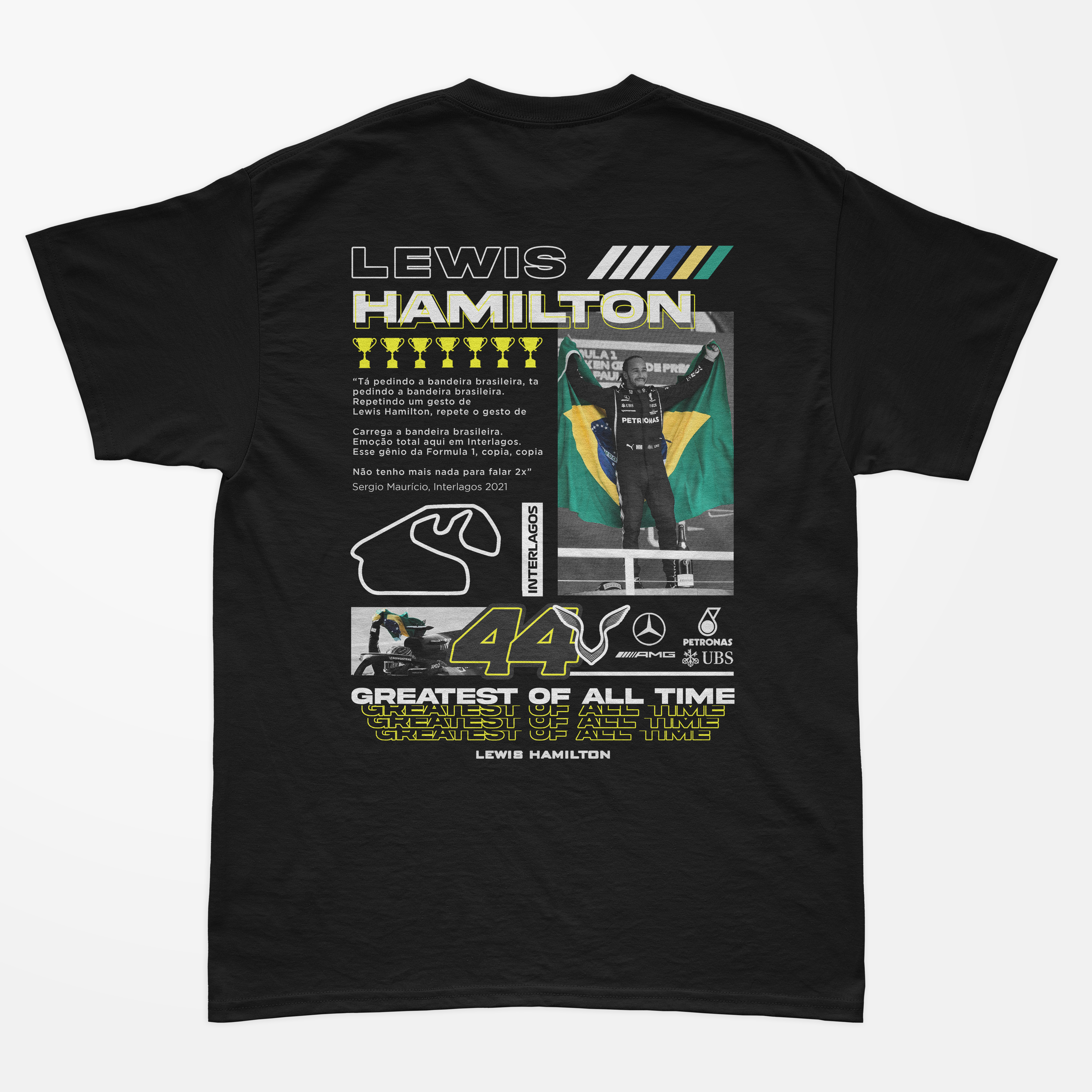 Camiseta Moments Lewis Hamilton Brasil Algodão