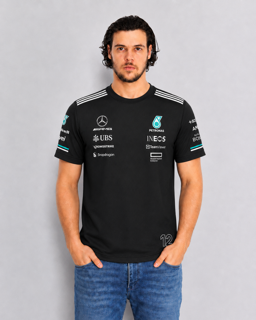 Camiseta Algodão Mercedes Kimi Antonelli Preto 2025