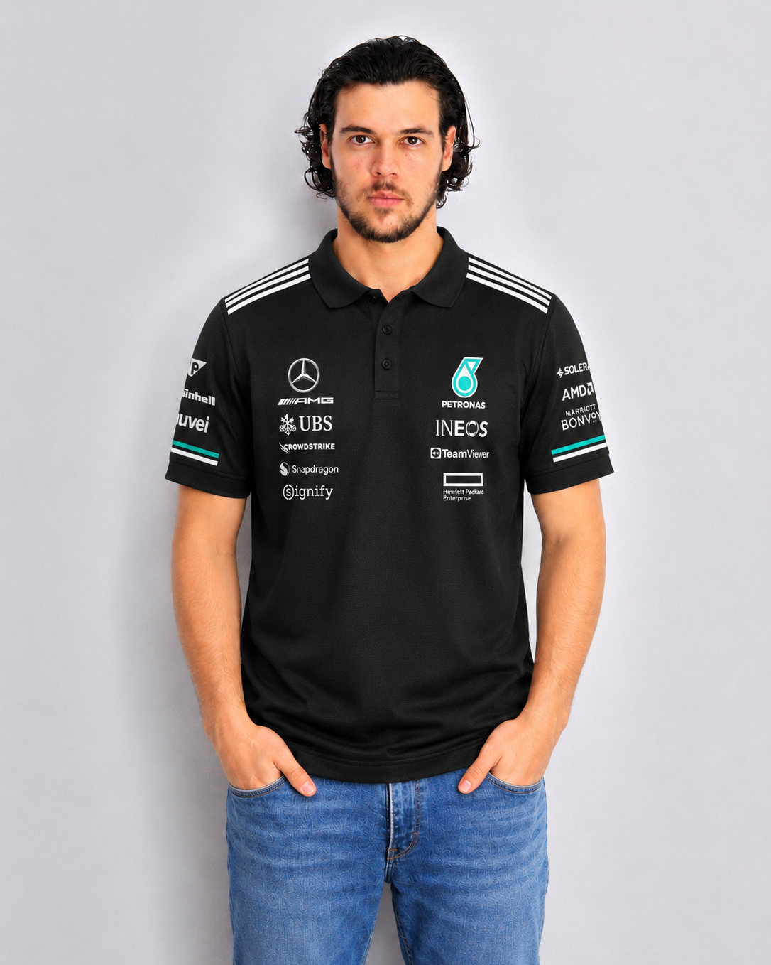 Camiseta Polo Mercedes Equipe Preto 2025