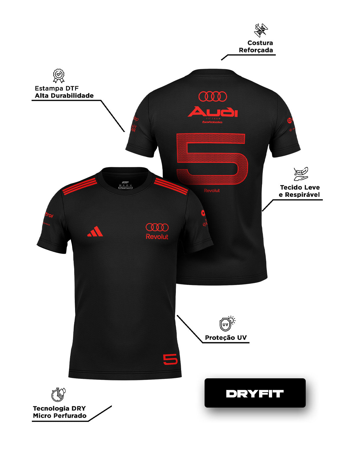 Camiseta Dryfit Bortoleto Audi Edição Red & Black