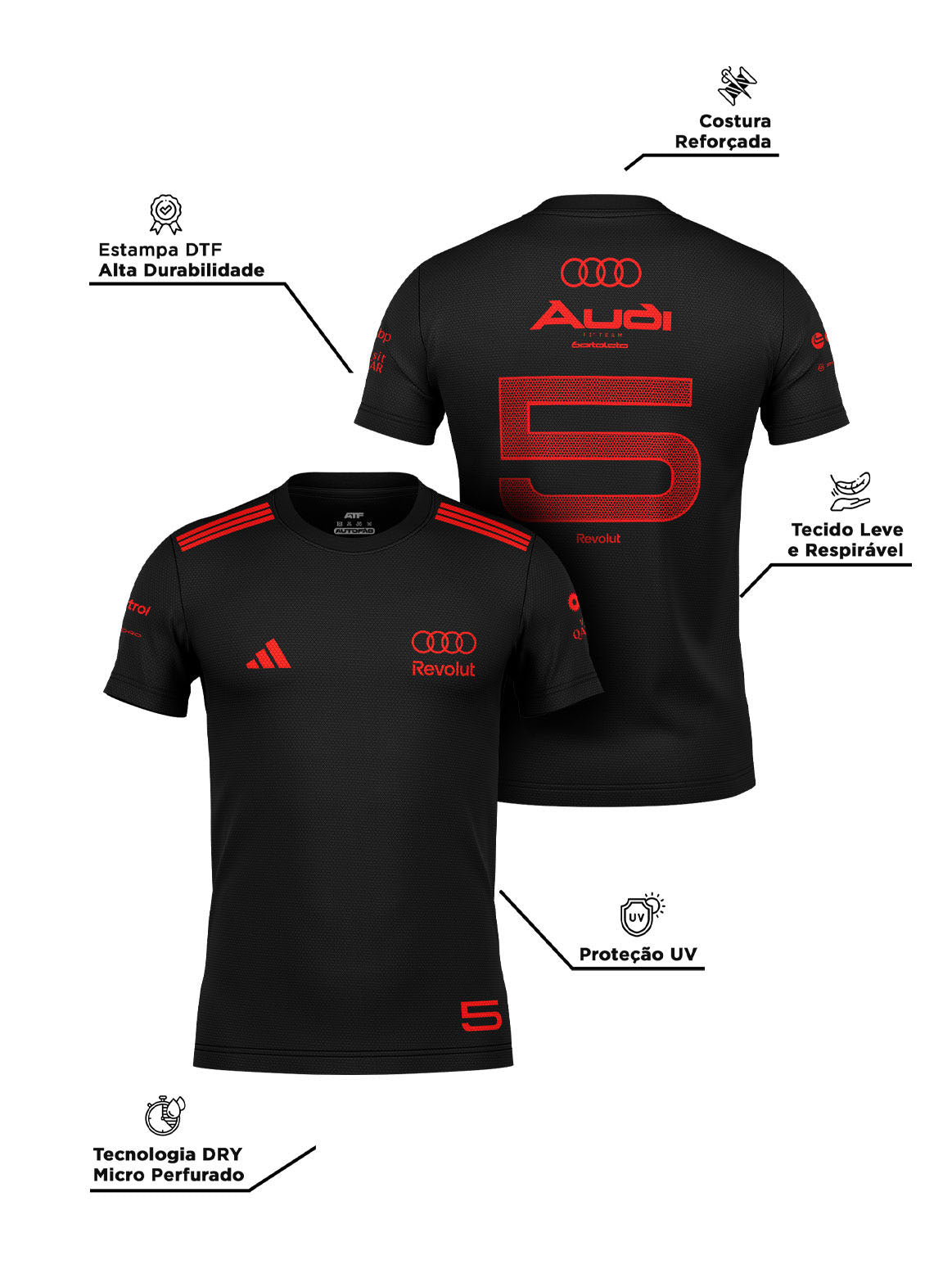 Camiseta Dryfit Bortoleto Audi Edição Red & Black