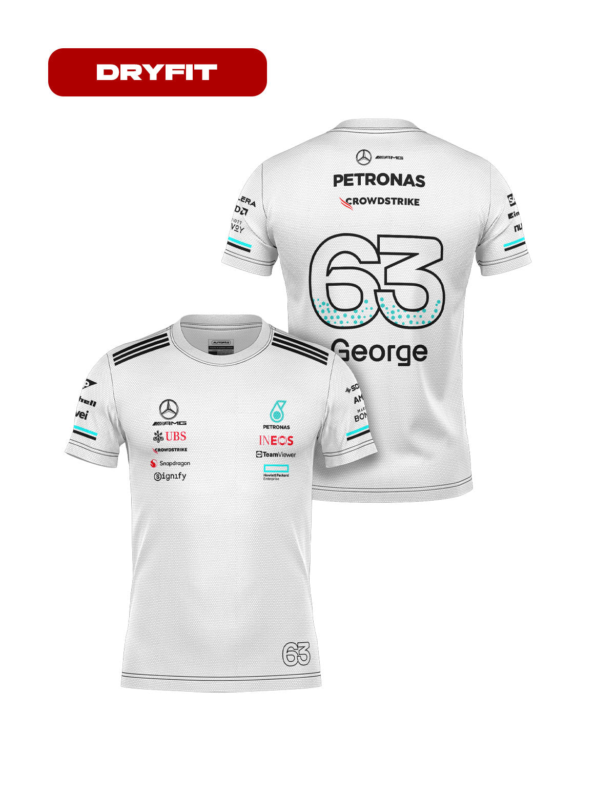 Camiseta Dryfit Mercedes George Russell Branco 2025