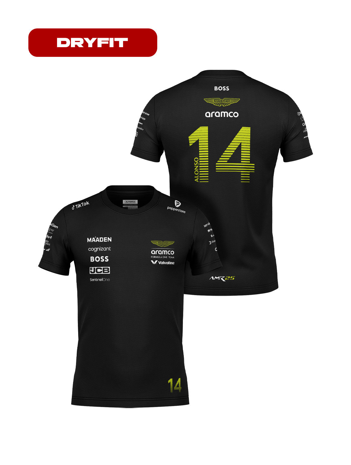 Camiseta Dryfit Aston Martin Fernando Alonso Preto 2025