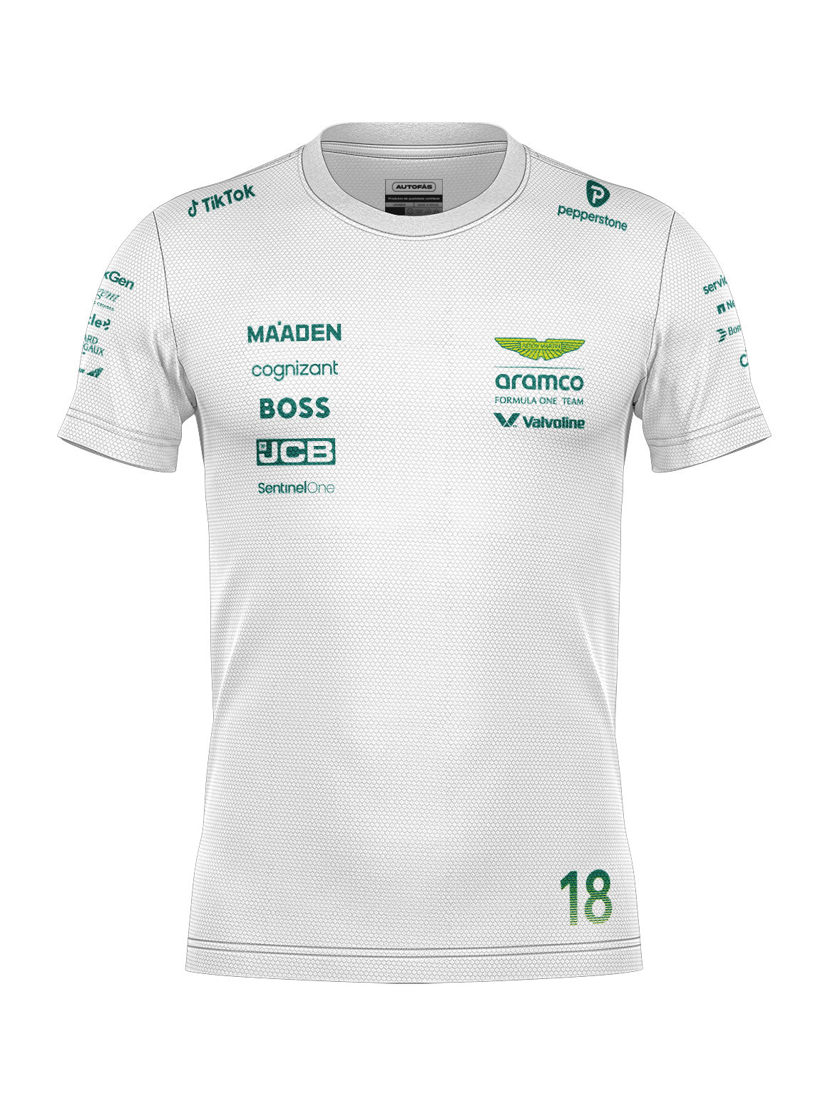 Camiseta Dryfit Aston Martin Lance Stroll Branco 2025
