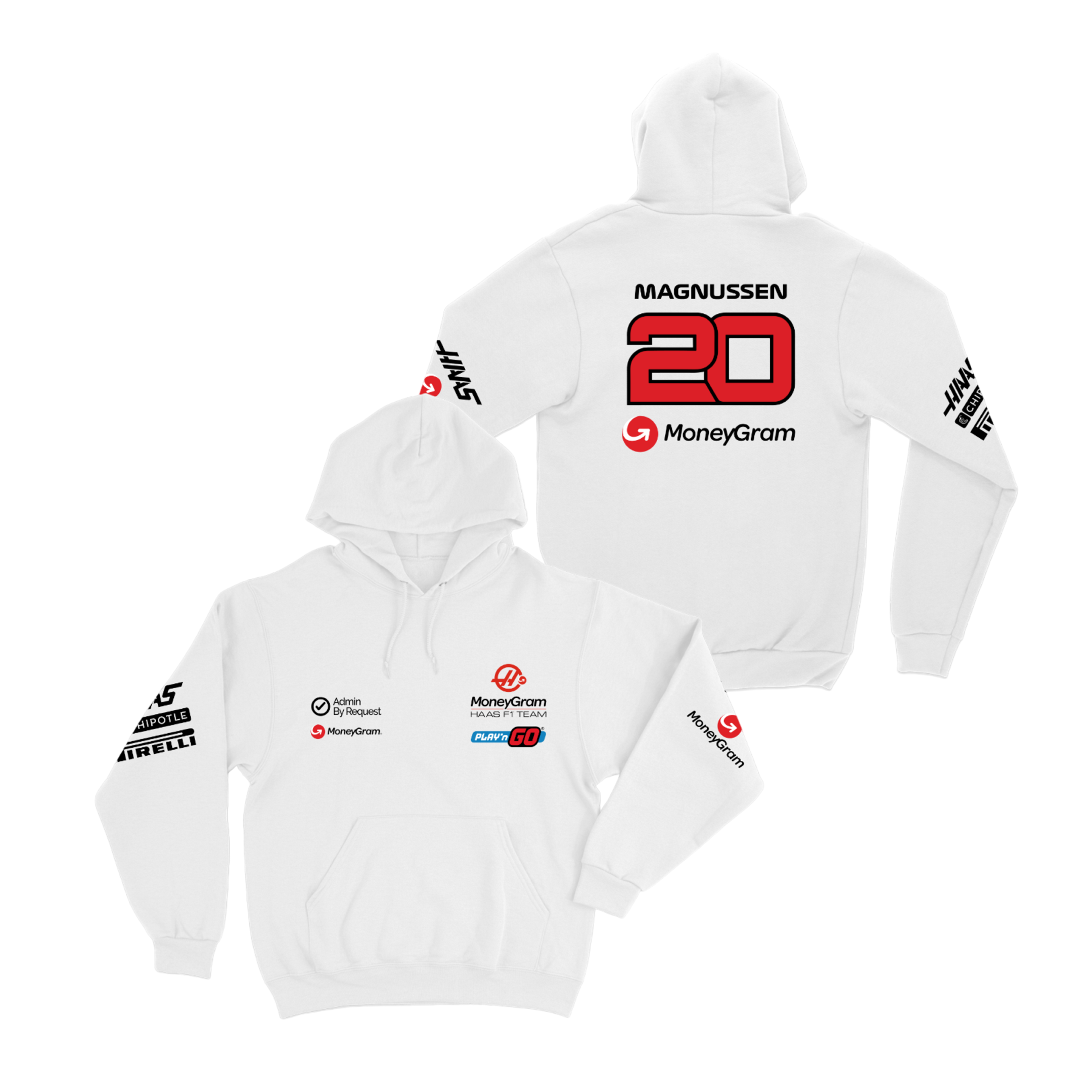 Moletom Canguru Haas F1 Branco 2024 Kevin Magnussen