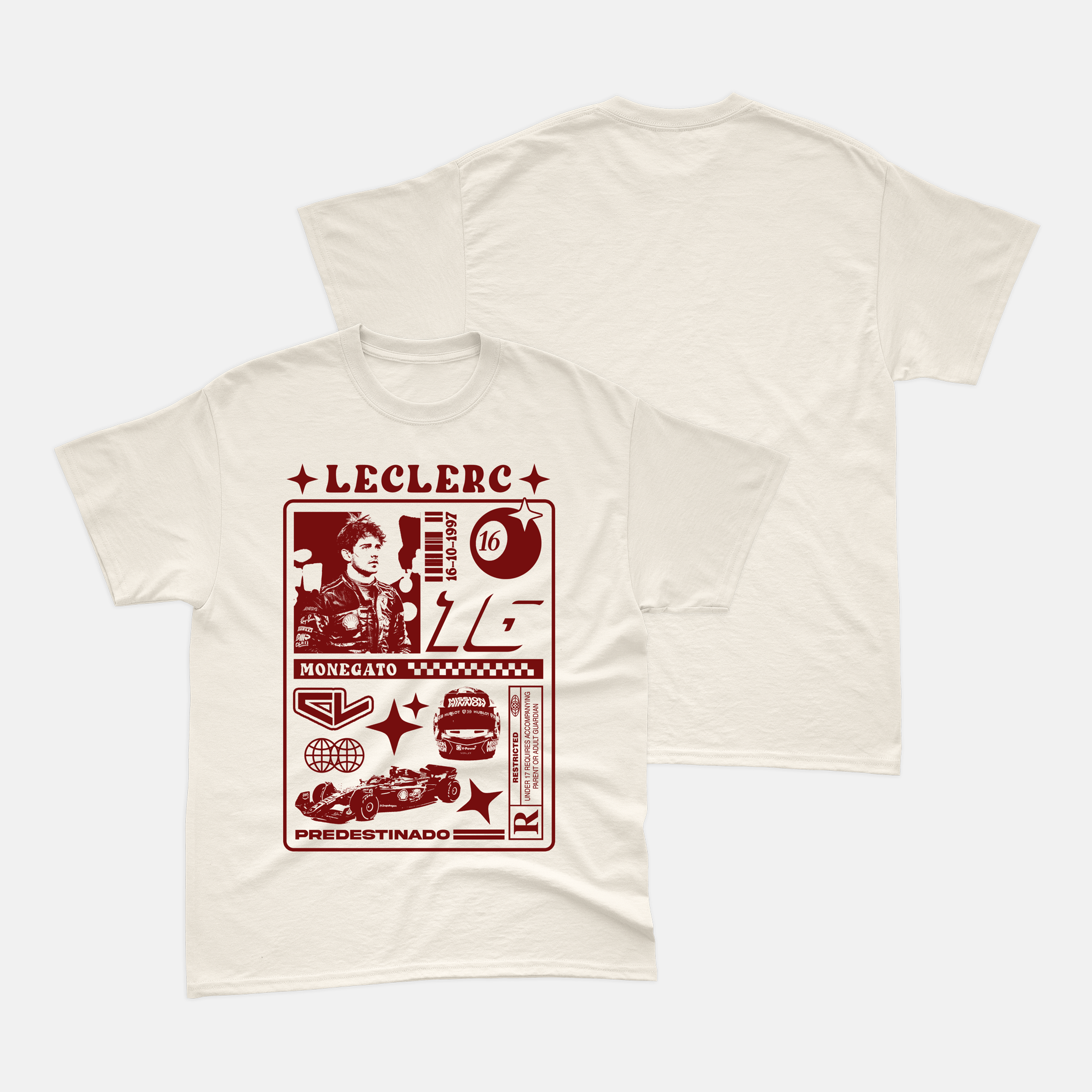 Camiseta RaioX Charles Leclerc Off White Algodão