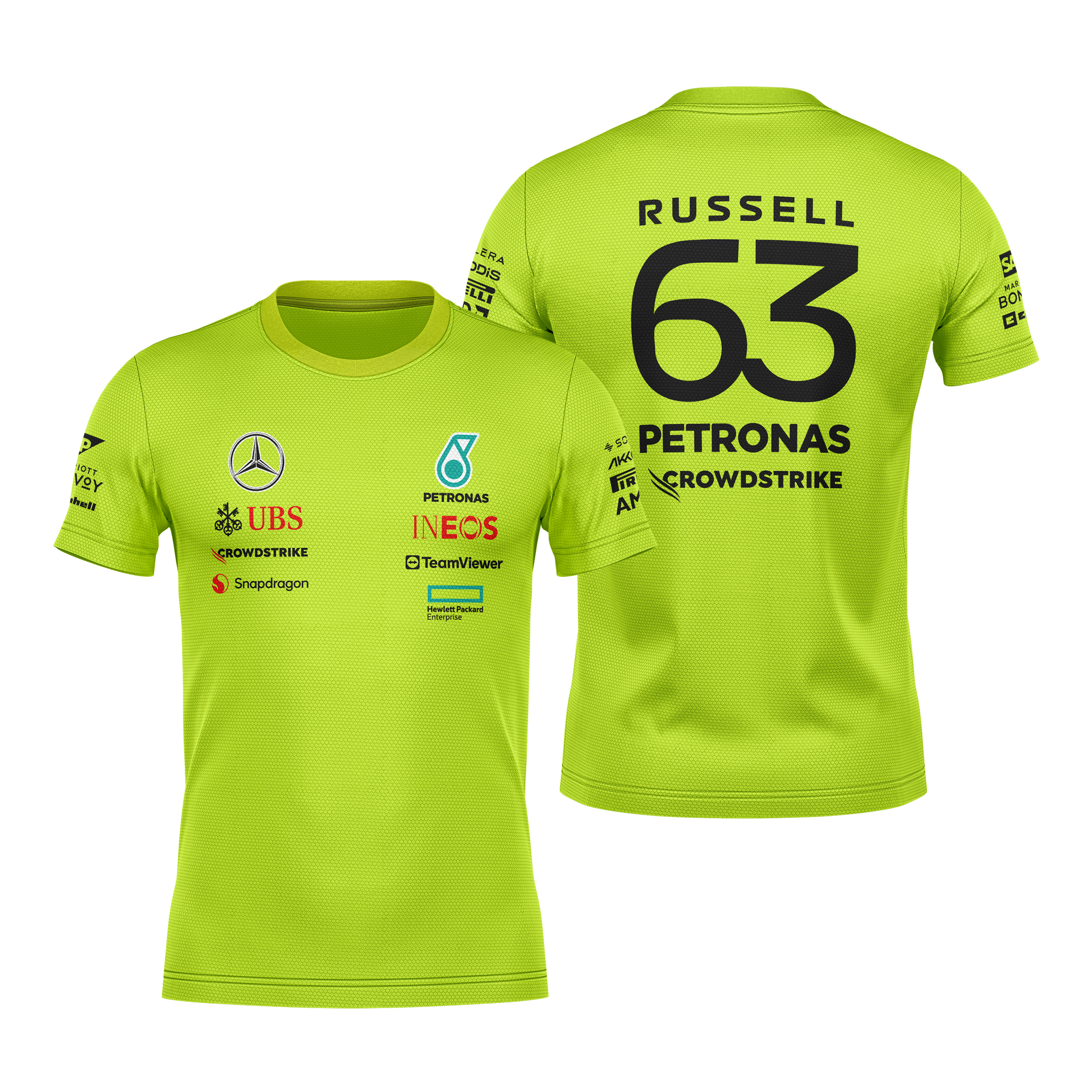 Camiseta DryFit Mercedes 2024 Verde Neon George Russell