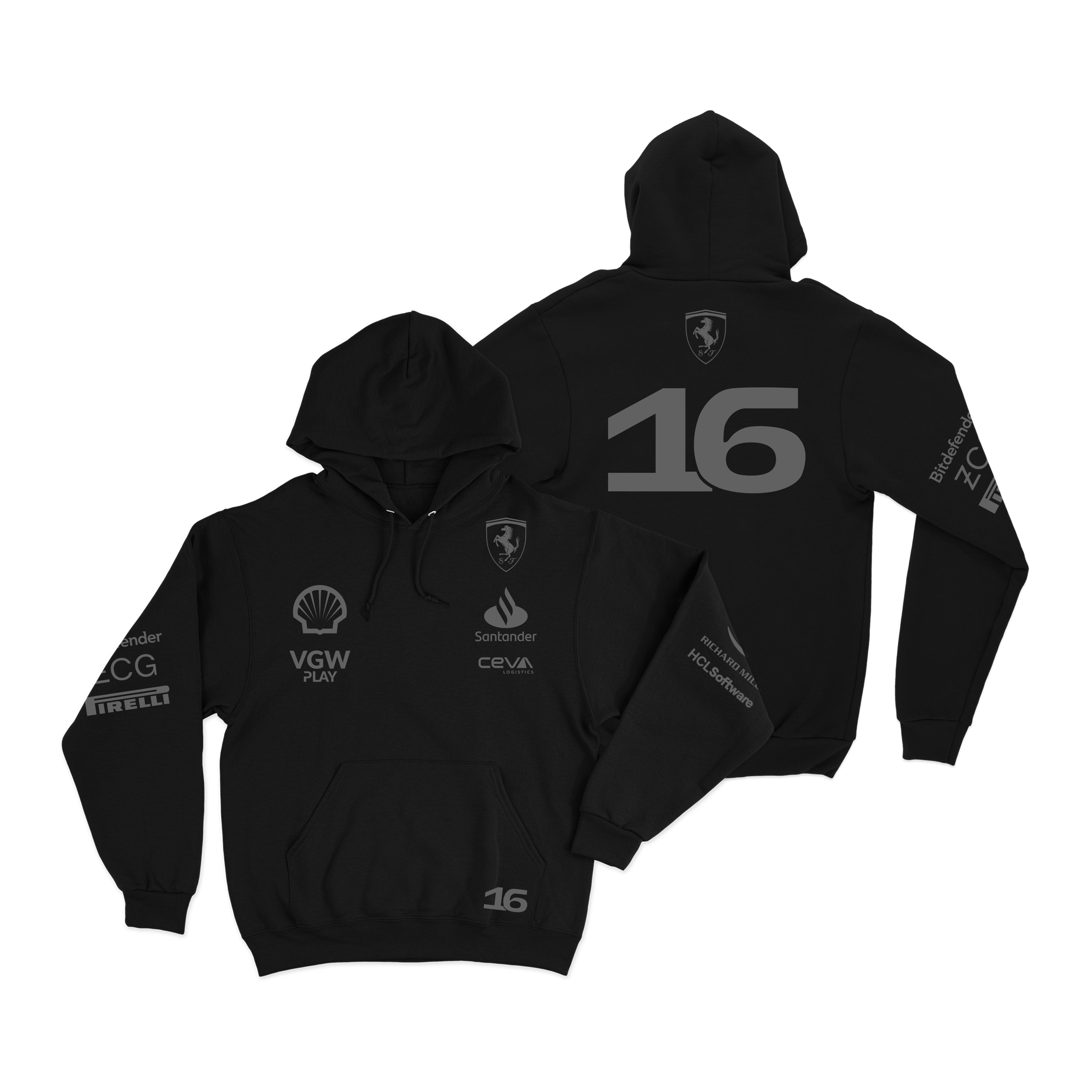 Moletom Canguru Charles Leclerc Ferrari All Black 2024