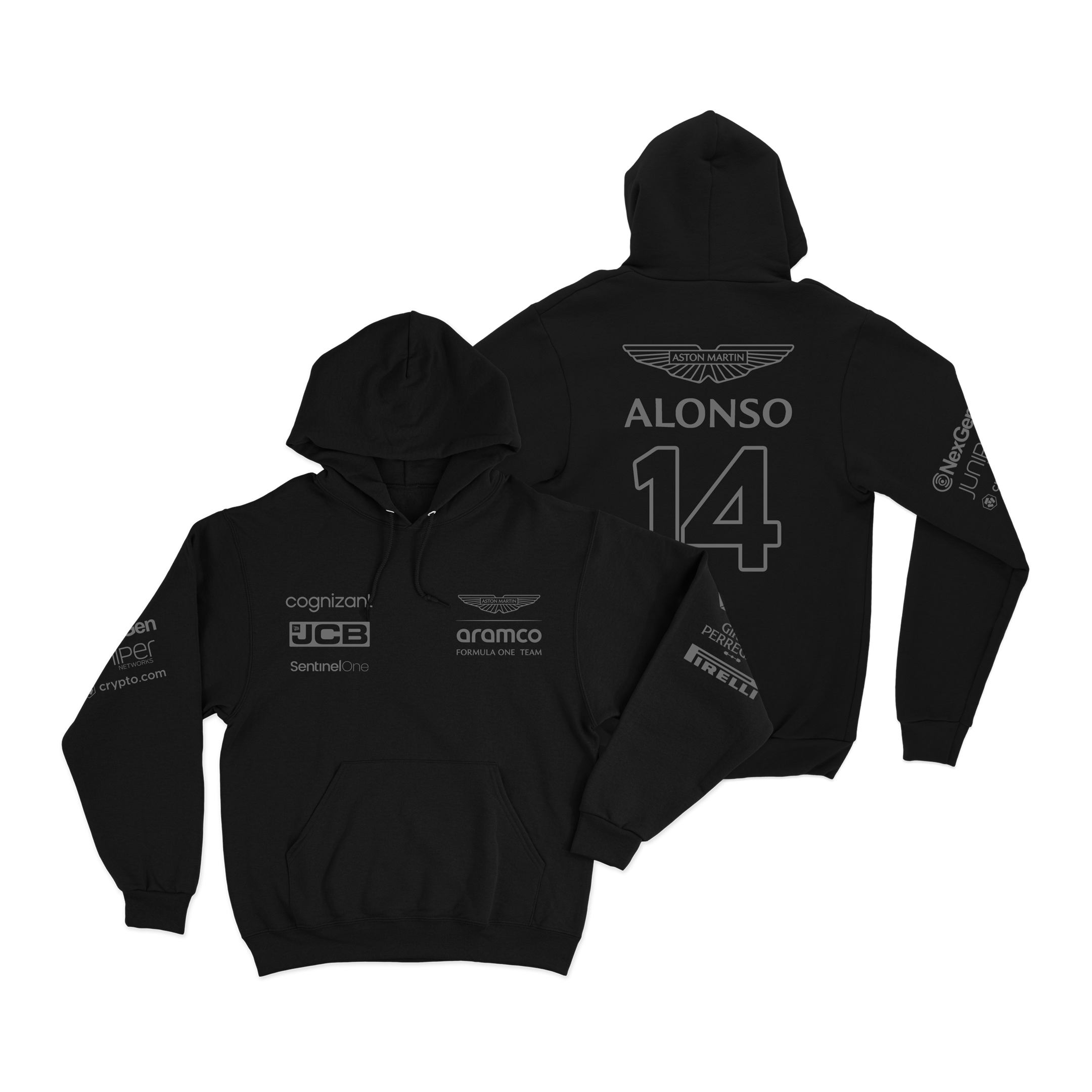 Moletom Canguru Aston Martin All Black 2024 Fernando Alonso