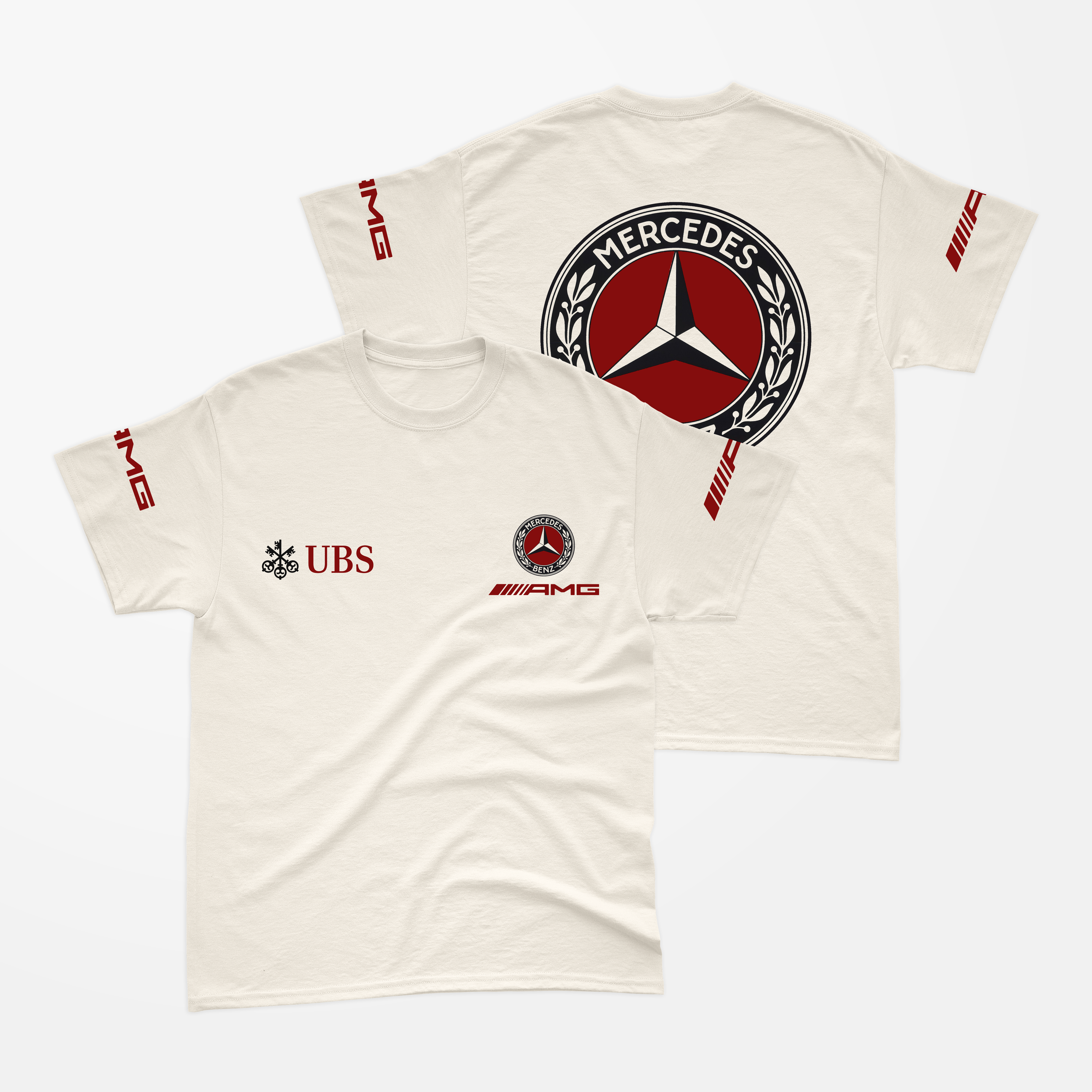Camiseta Mercedes Logo Retrô Off White Algodão